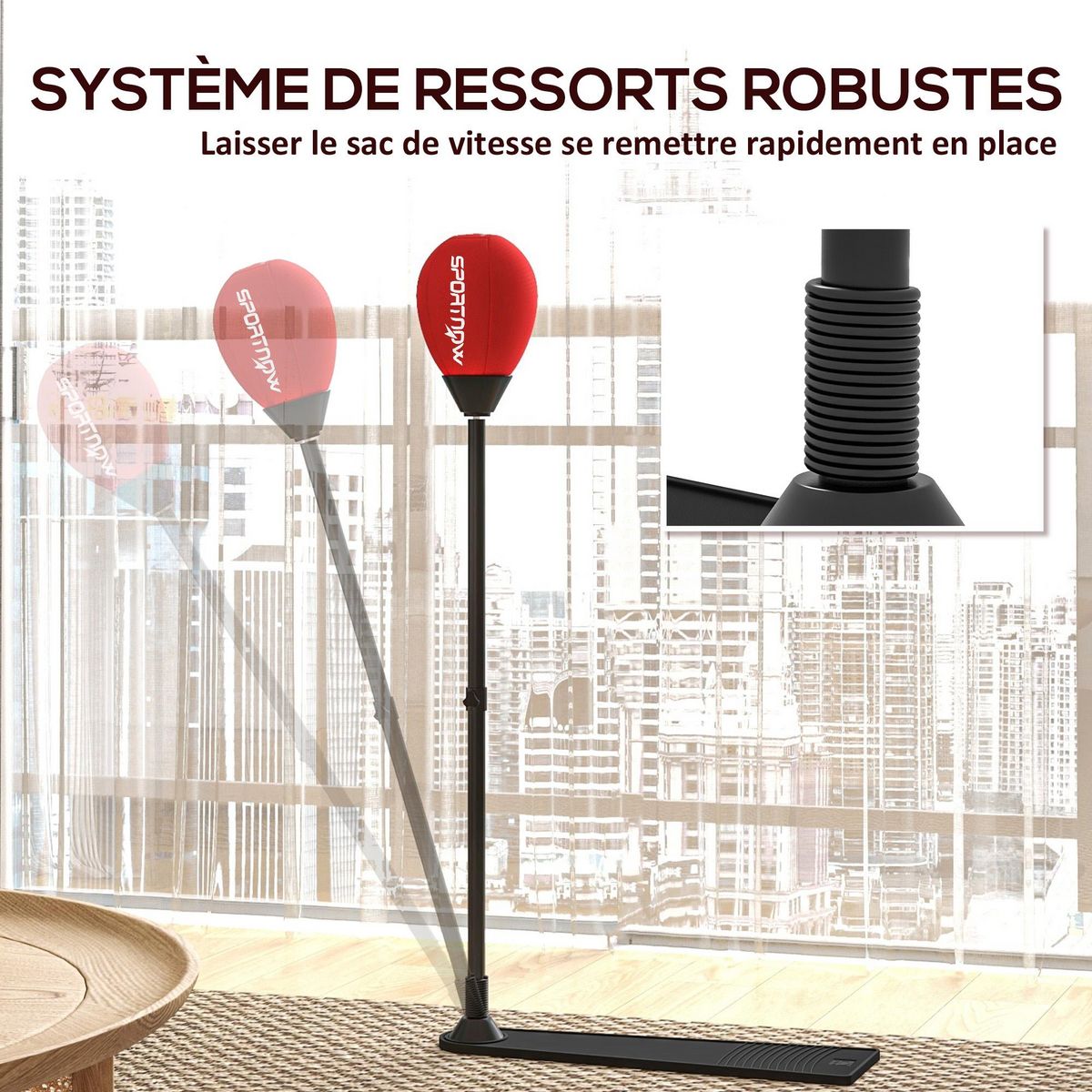 HOMCOM Punching ball autoportant hauteur réglable 70-105 cm gants pompe inclus