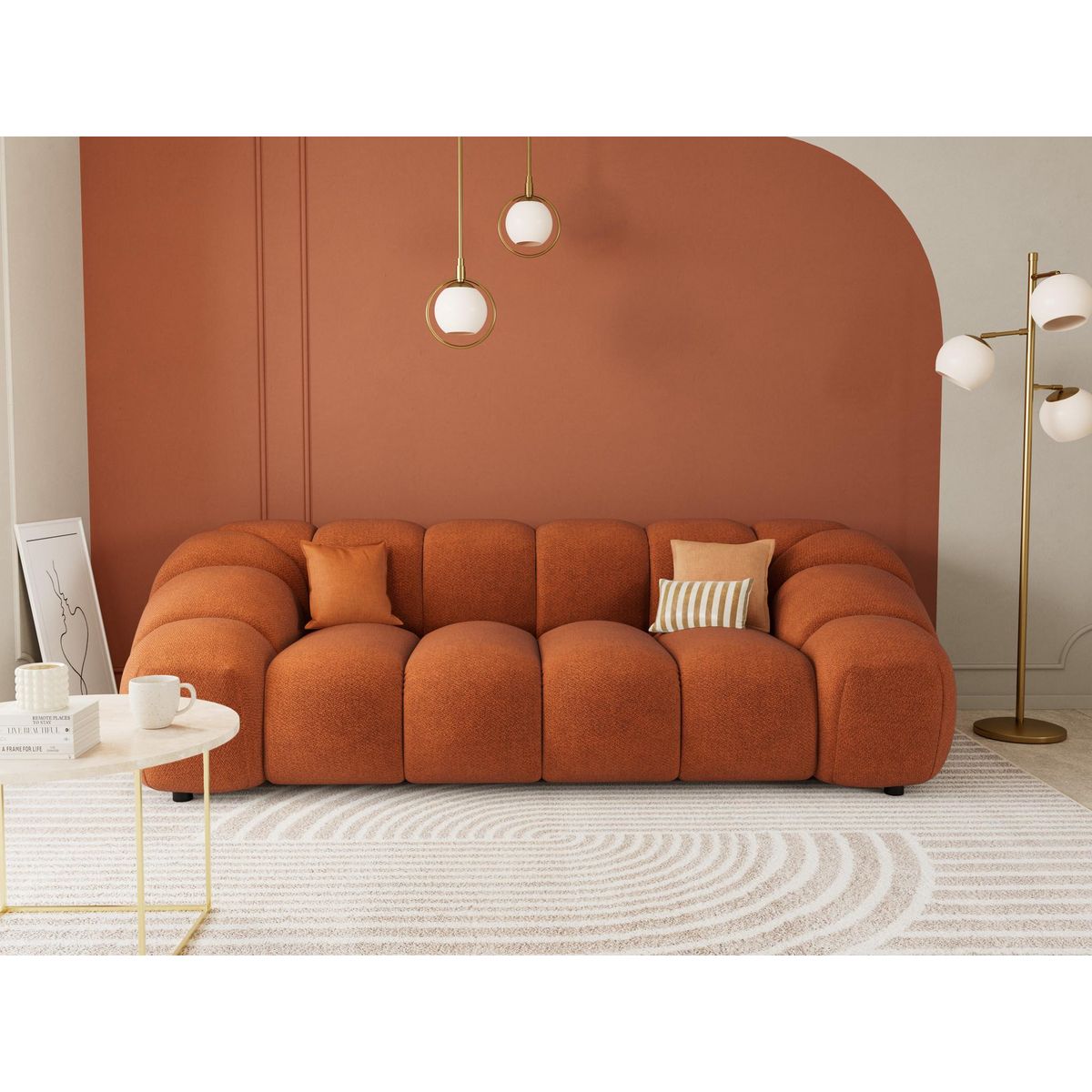 LISA DESIGN Ava - canapé 3 places en velours texturé