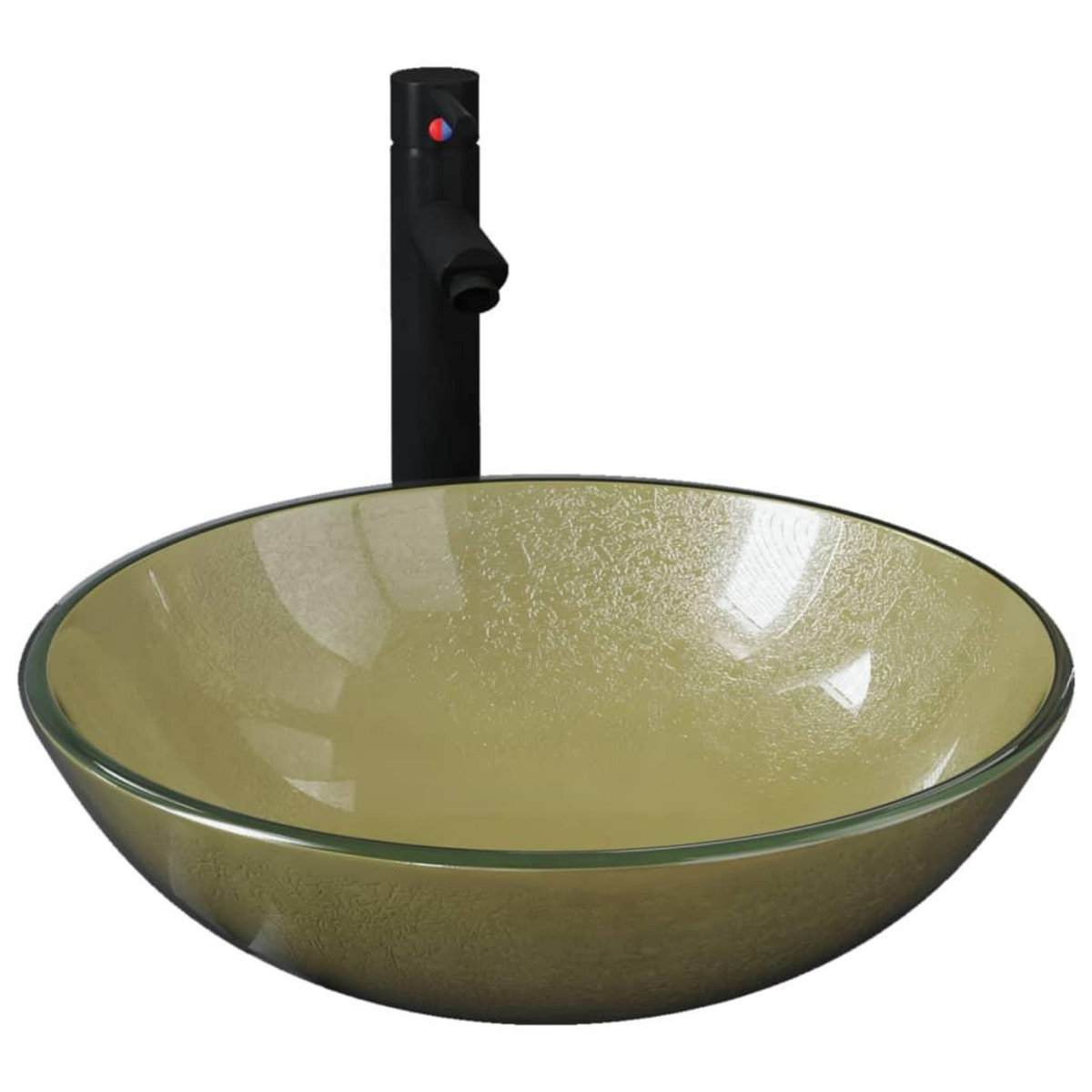 VIDAXL Lavabo de bain avec robinet et drain a poussoir Verre trempe