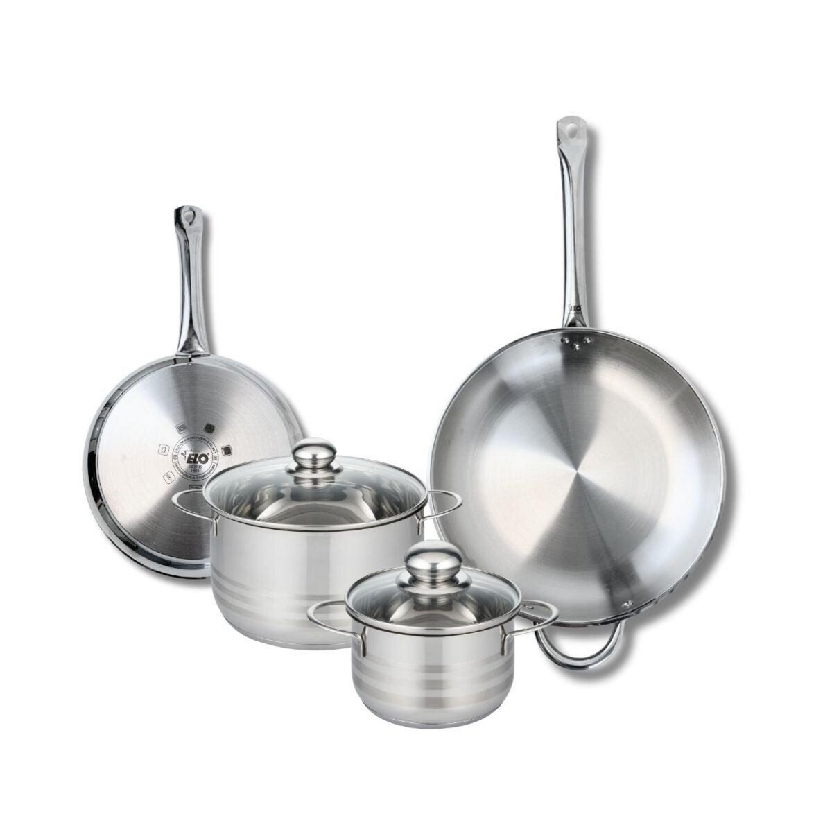 ELO Ensemble de 2 Poêles de cuisson 24 et 32 cm et 2 faitouts 16 et 20 cm Elo Profi Brillant