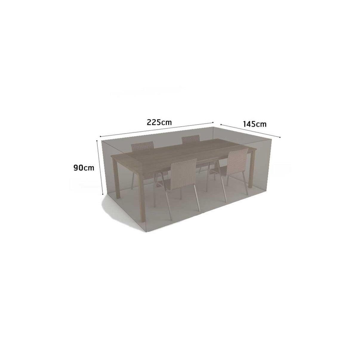 Nortene Housse de protection pour table rectangulaire + 4 chaises COVERTOP - Taupe - 225 x 145 x 90 cm