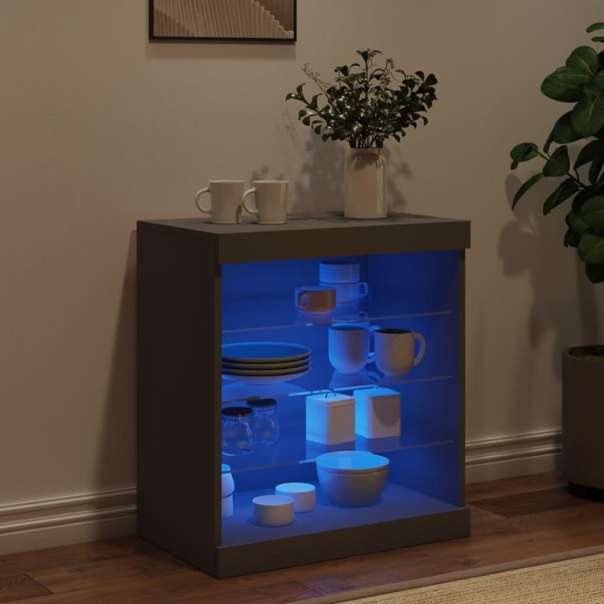 VIDAXL Buffet avec lumieres LED noir 60,5x37x67 cm