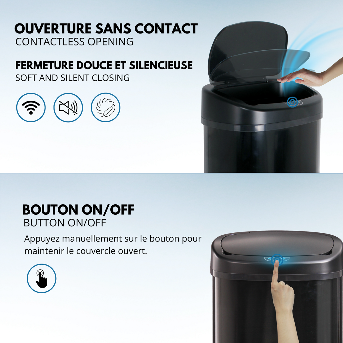 Kitchen move Poubelle automatique 68l noir - bat-68ls06a black ss