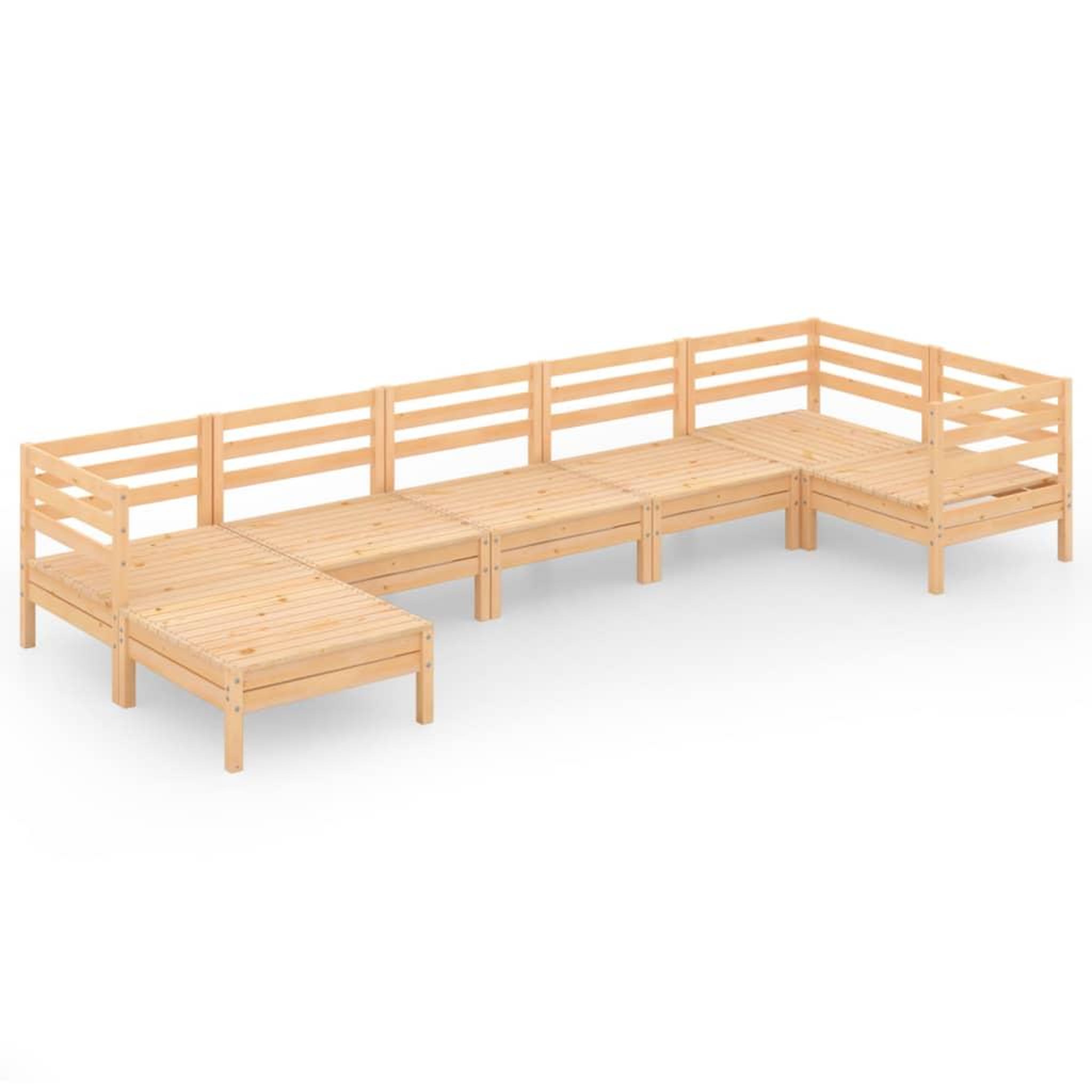 Voir la diapositive 2 : VIDAXL Salon de jardin 7 pcs Bois de pin massif