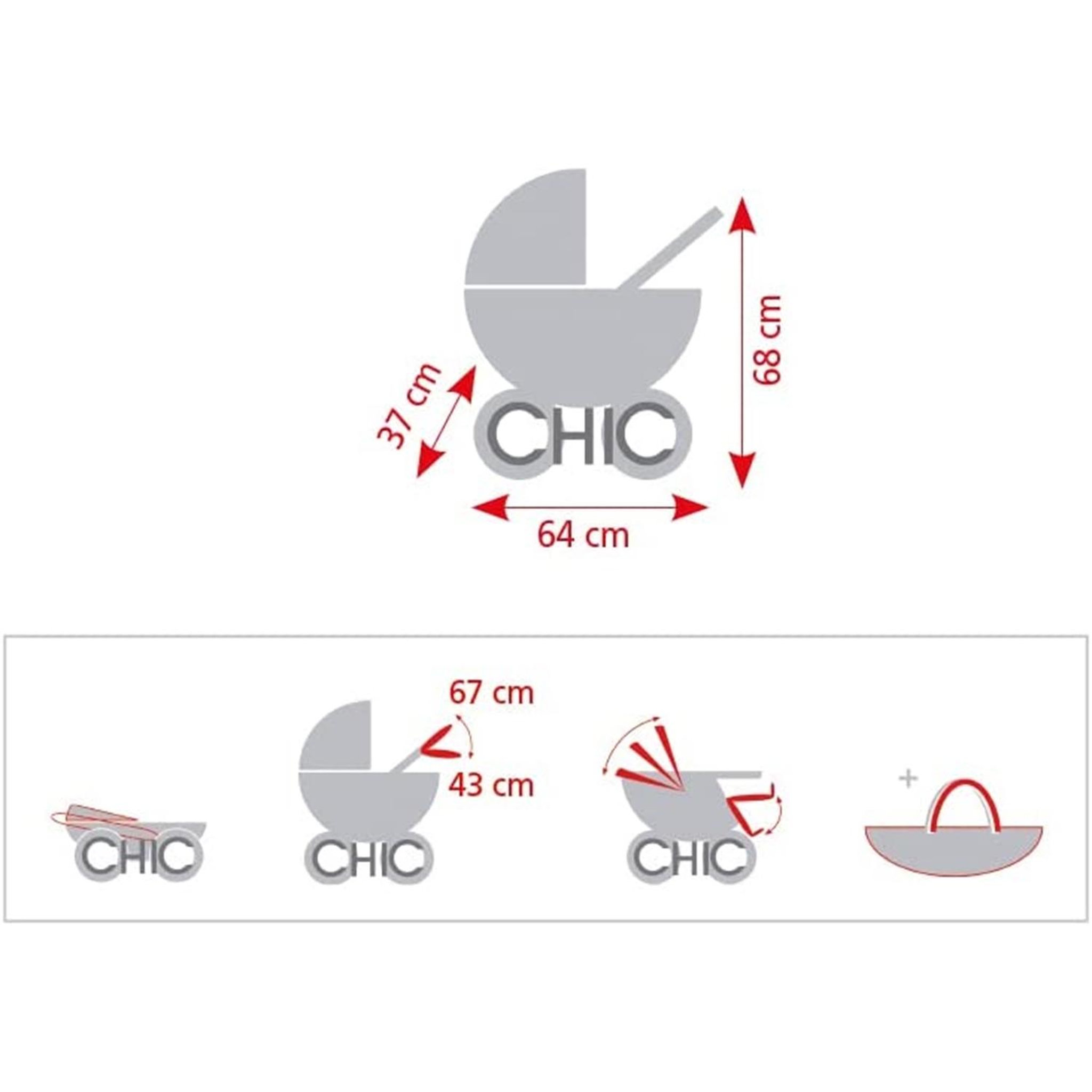 Voir la diapositive 5 : BAYER CHIC 2000 Poussette combinée pour poupée LENI Jean rose