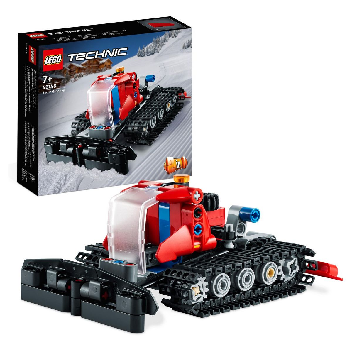 LEGO Technic 42148 La Dameuse, 2-en-1, Jouet de Maquette Véhicule, avec Motoneige Hiver, Jouet Éducatif,