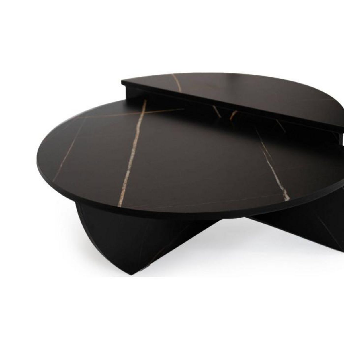 Paris Prix Lot de 2 Tables Basses Design  Armango  90cm Noir Marbré