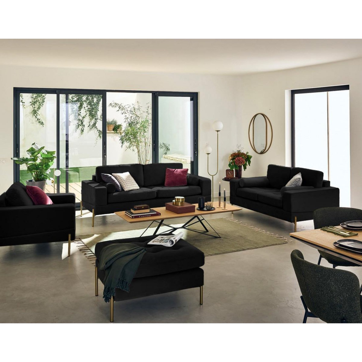LISA DESIGN Isaure - canapé droit 2 places en velours