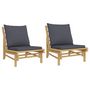 Voir la diapositive 2 : VIDAXL Chaises de jardin lot de 2 avec coussins gris fonce bambou
