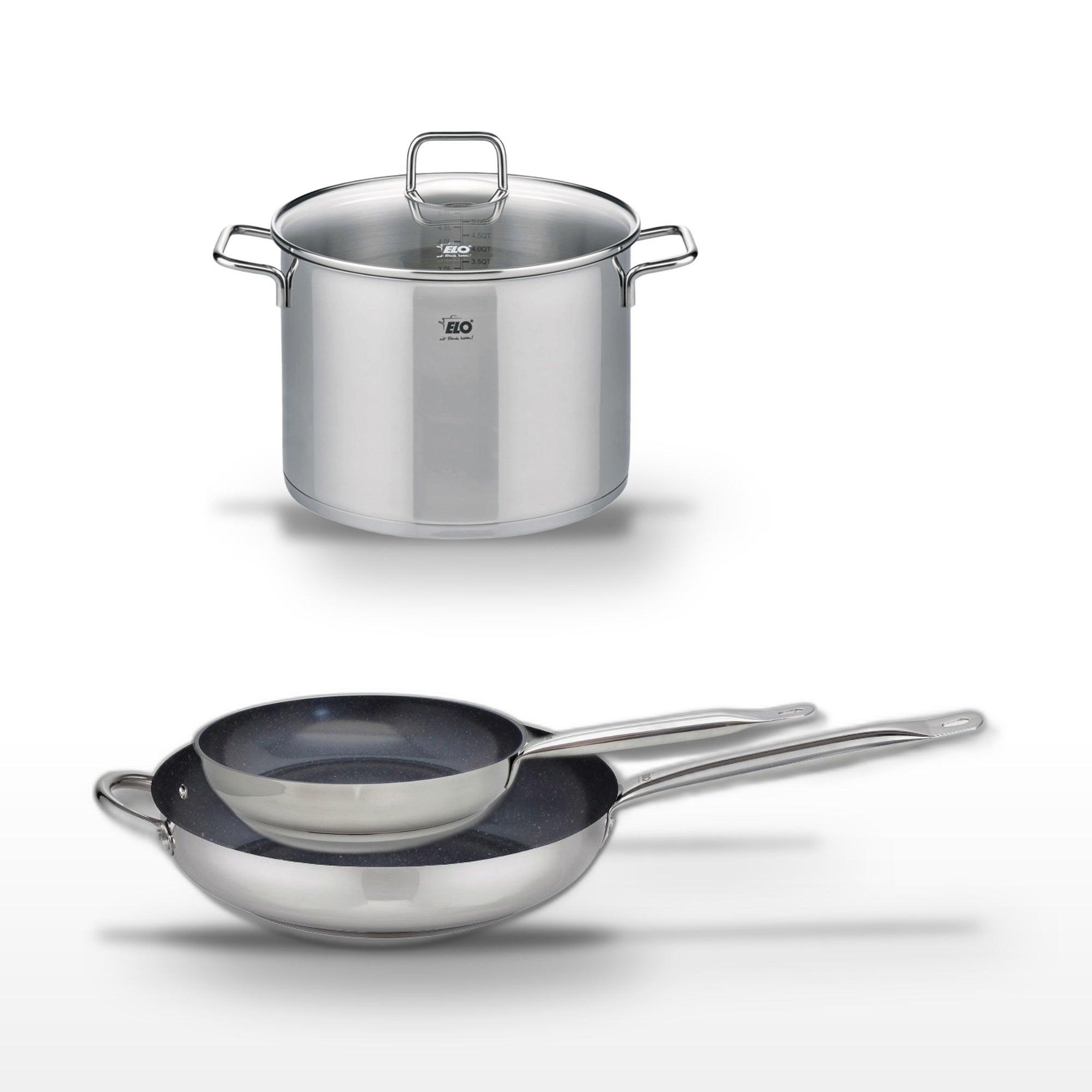 ELO Lot poêles céramique 24cm & 32cm elo profi therm platinum avec faitout 26cm