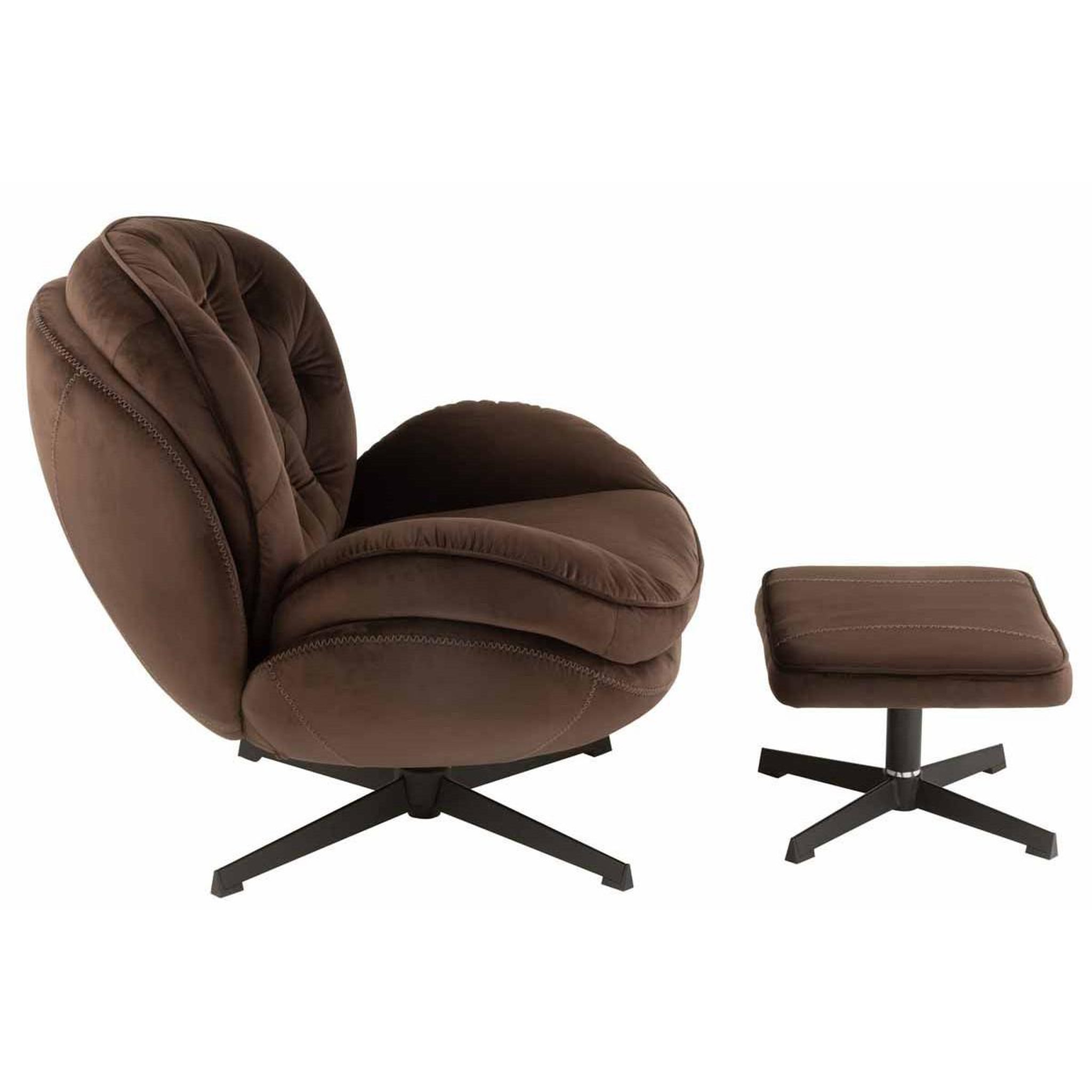 Voir la diapositive 2 : J-LINE Fauteuil & repose-pieds  relax  88cm marron foncé