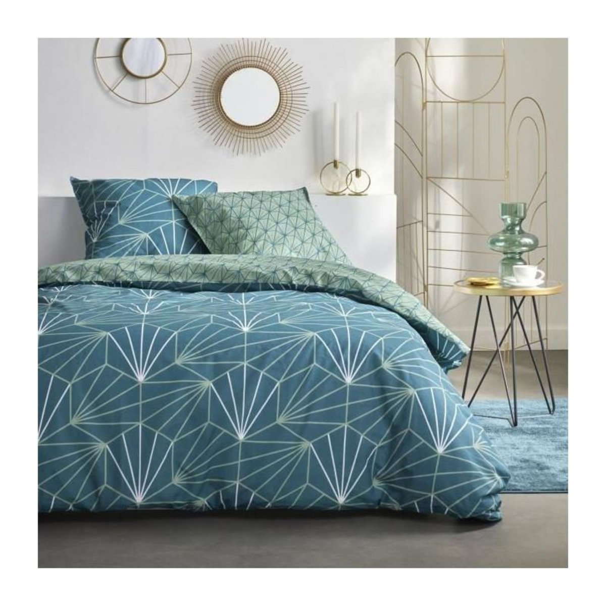 Today Parure de couette - TODAY - Sunshine 0.13 - 220x240cm - 2 personnes - Imprimée - Coton 57 fils