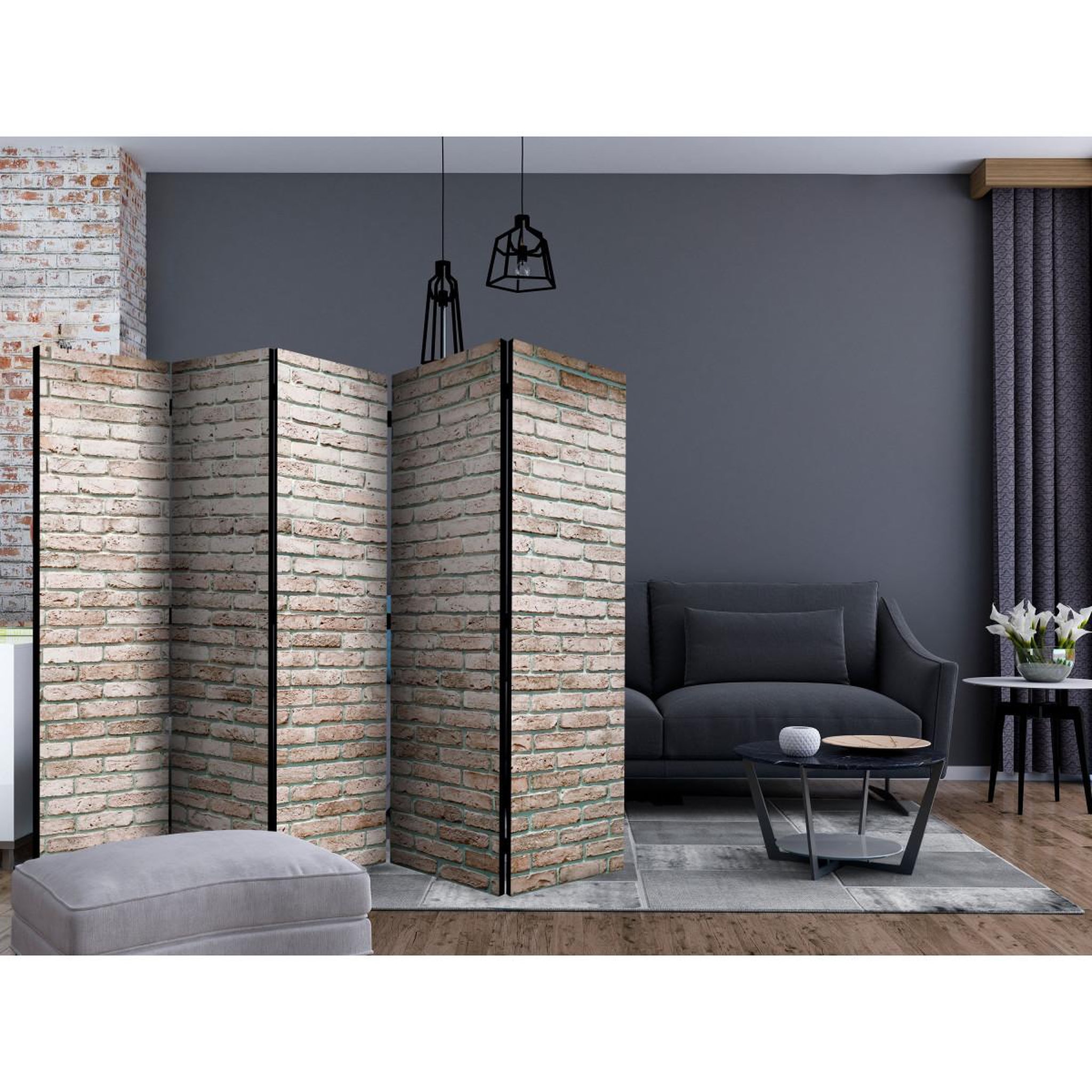Voir la diapositive 2 : Paris Prix Paravent 5 volets  elegant brick  172x225cm