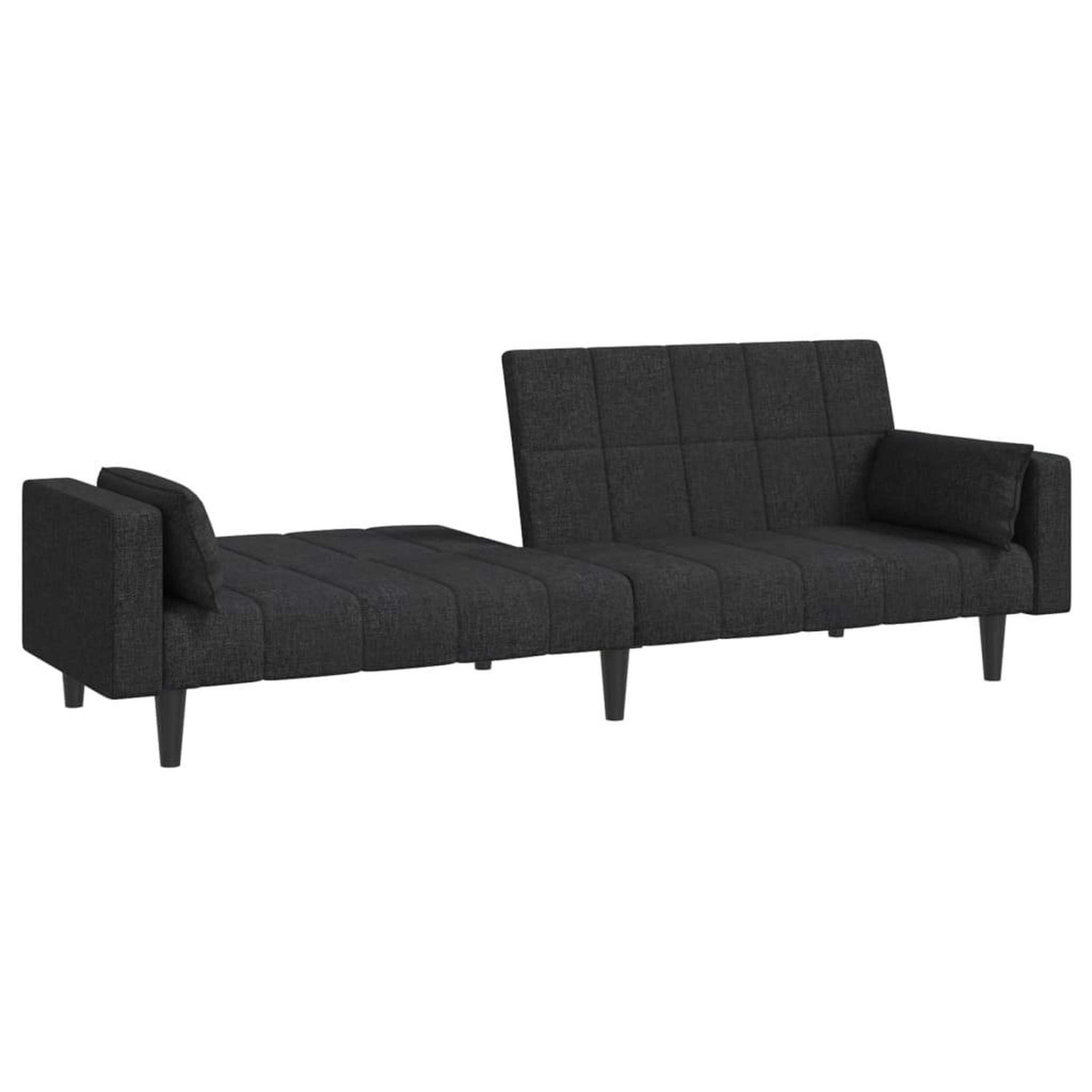 Voir la diapositive 4 : VIDAXL Canape-lit a 2 places avec deux oreillers noir tissu
