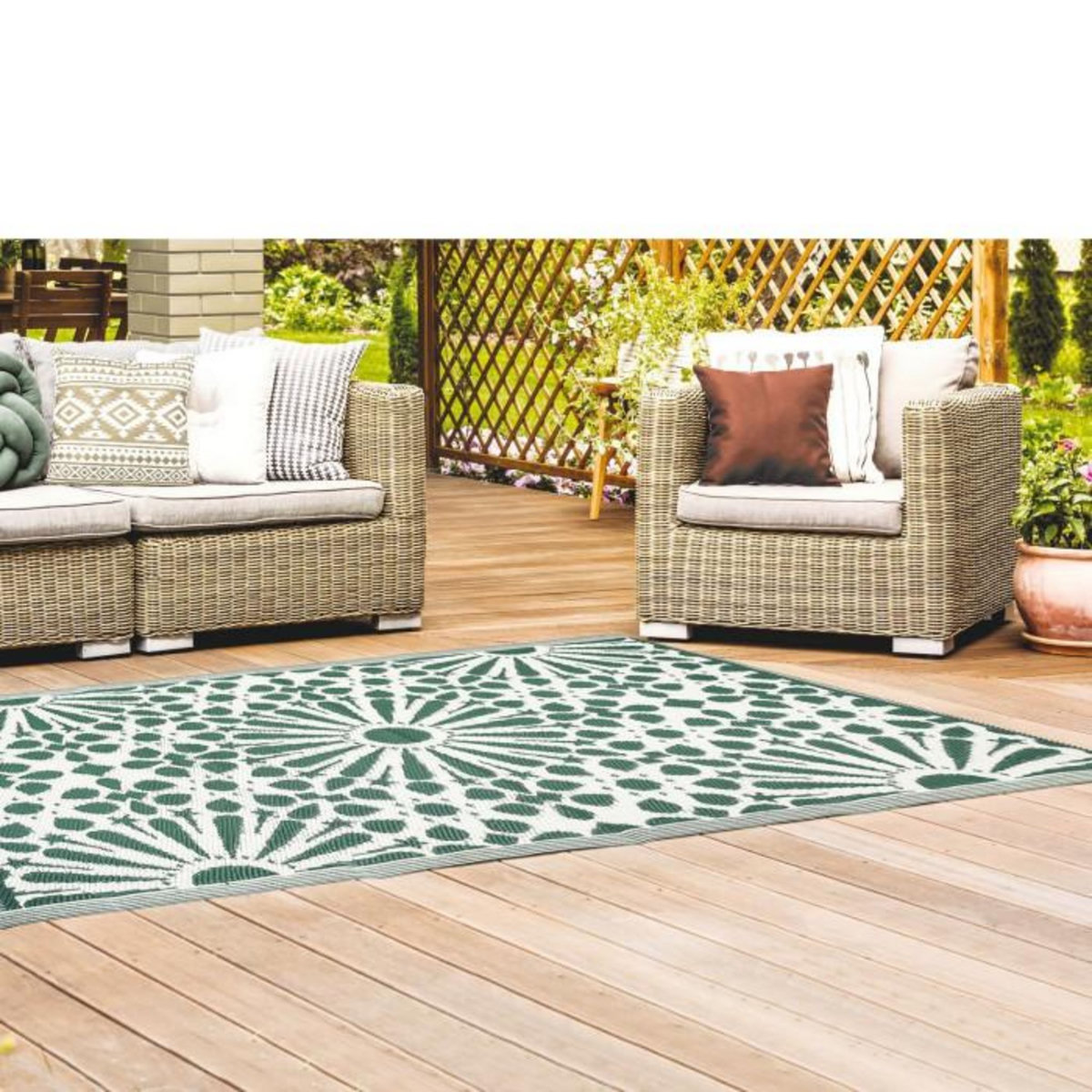 Paris Prix Tapis Déco Imprimé  Patio  120x180cm Vert