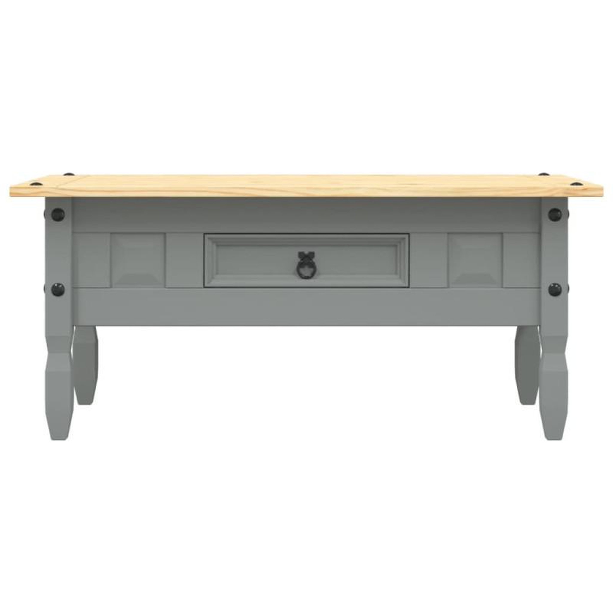 Voir la diapositive 4 : VIDAXL Table basse Pin mexicain Gamme Corona Gris 100x55x44 cm