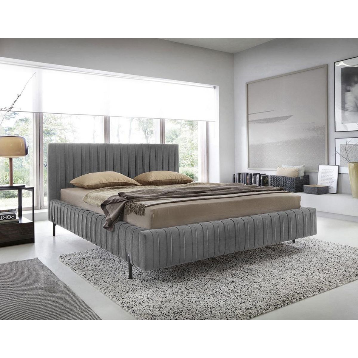 LISA DESIGN Flavio - lit coffre - 140x200 cm - sommier inclus - en velours