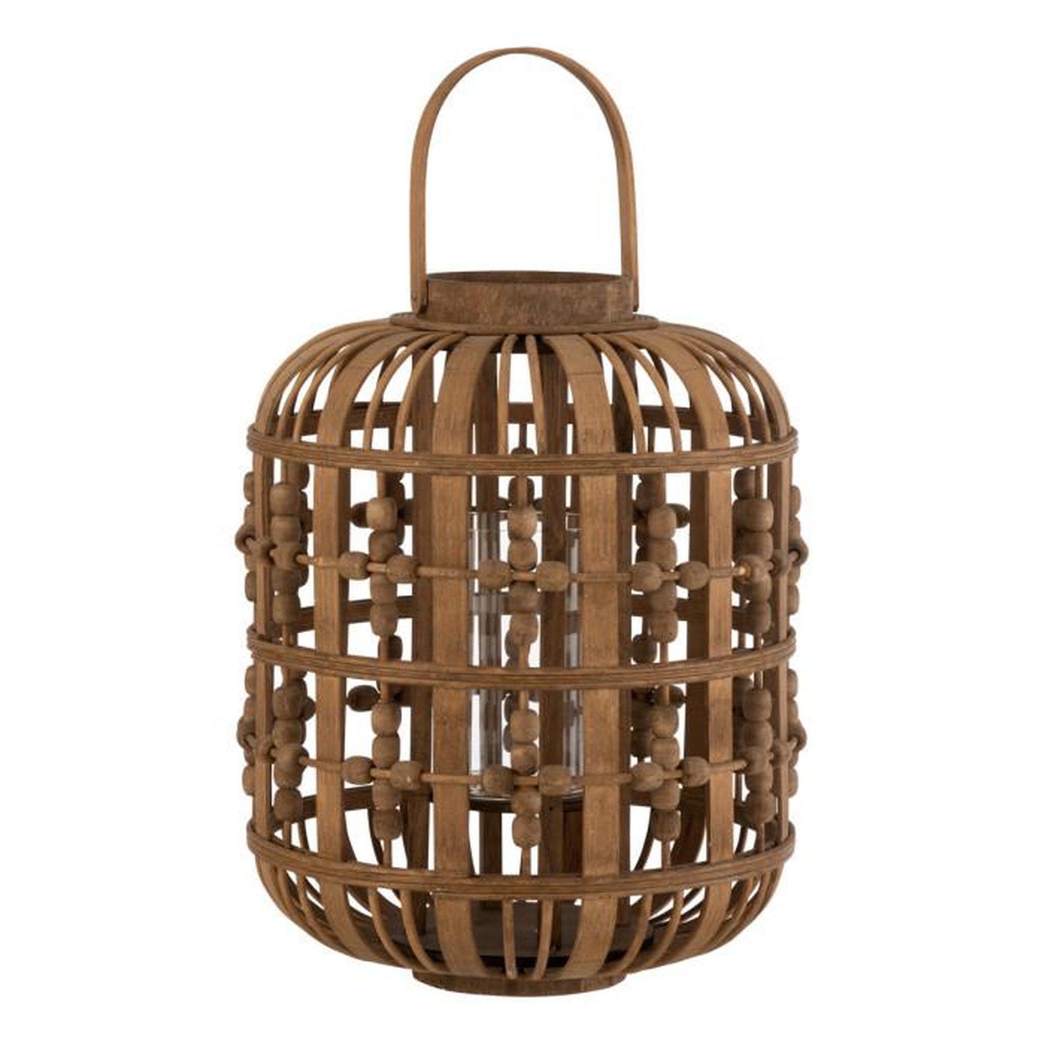 Voir la diapositive 1 : Paris Prix Lanterne Déco en Bois  Perles  40cm Naturel