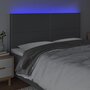 Voir la diapositive 3 : VIDAXL Tete de lit a LED Gris fonce 180x5x118/128 cm Tissu