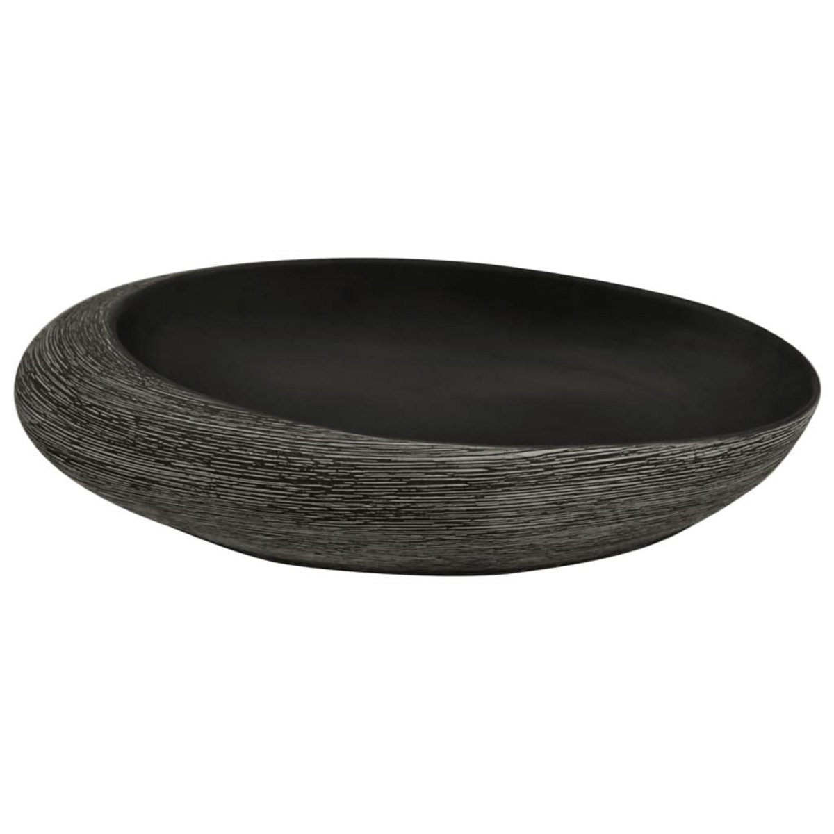 VIDAXL Vasque a poser gris et noir ovale 59x40x14 cm ceramique