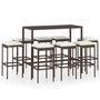 Voir la diapositive 2 : VIDAXL Ensemble de bar de jardin 9 pcs coussins Resine tressee Marron