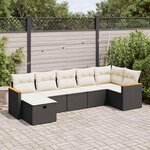 VIDAXL Salon de jardin 7 pcs avec coussins noir resine tressee