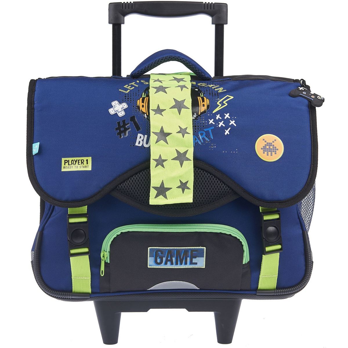 AUCHAN Cartable à roulettes bleu MODERN GAMING