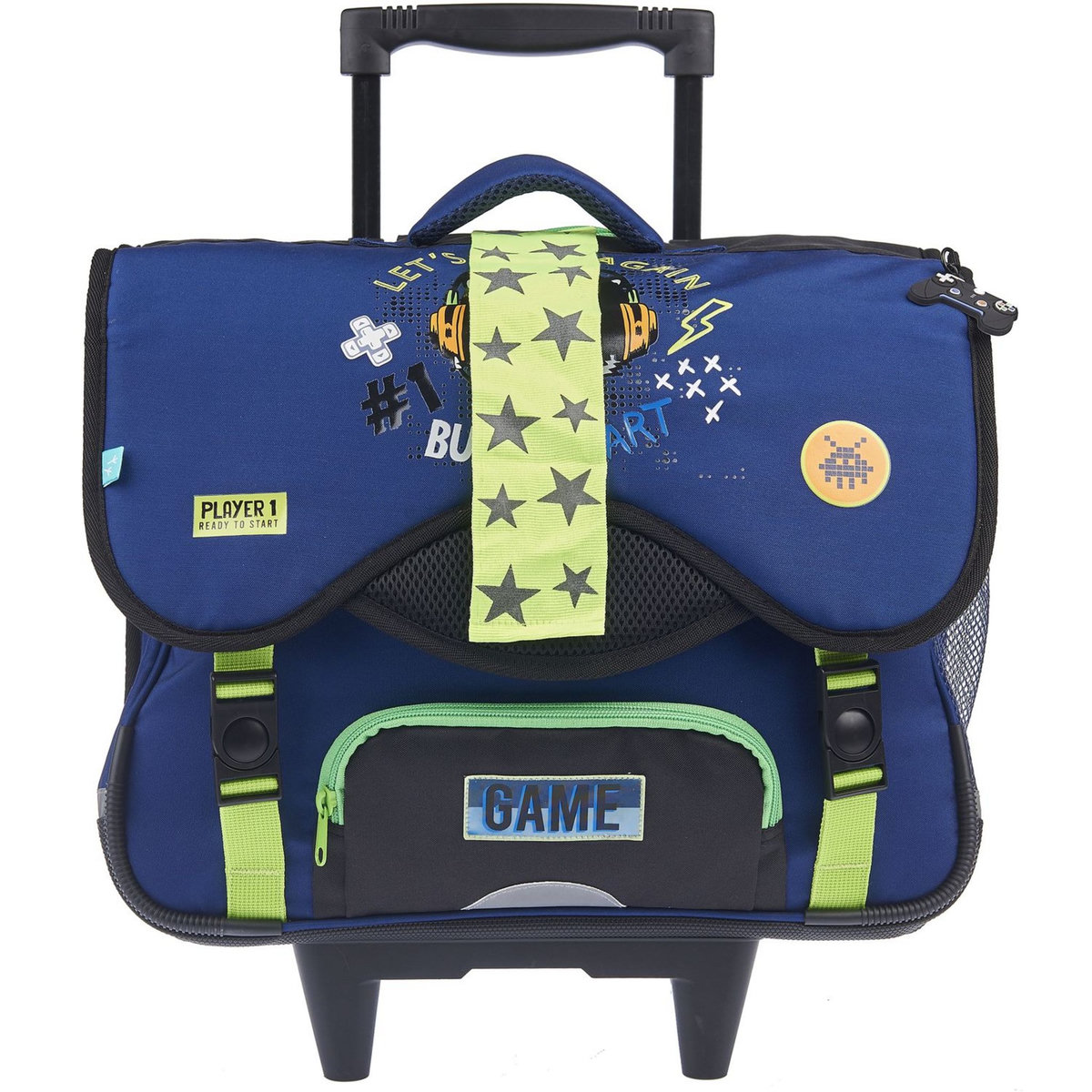 AUCHAN Cartable à roulettes bleu MODERN GAMING