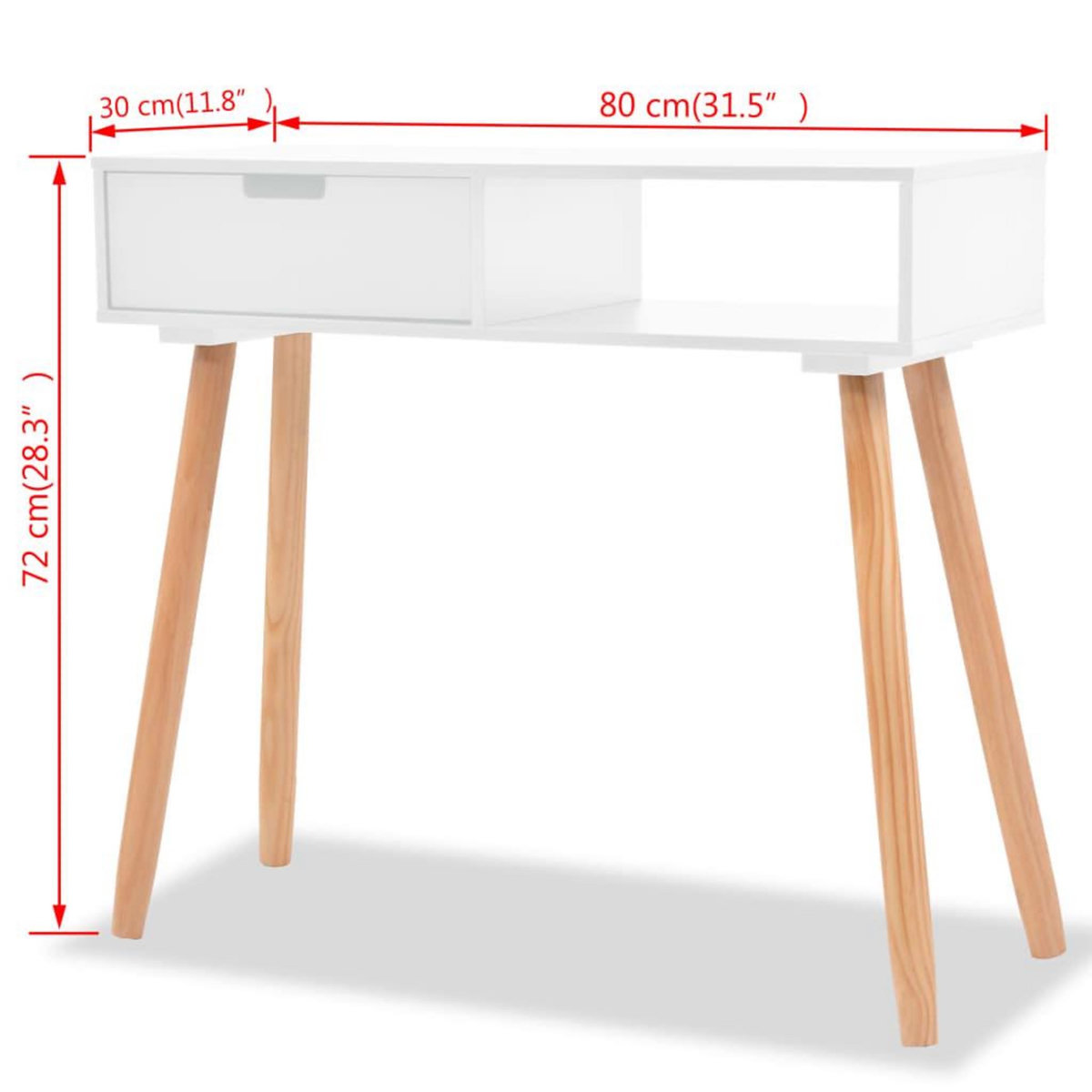 VIDAXL Table console Bois de pin massif 80 x 30 x 72 cm Blanc
