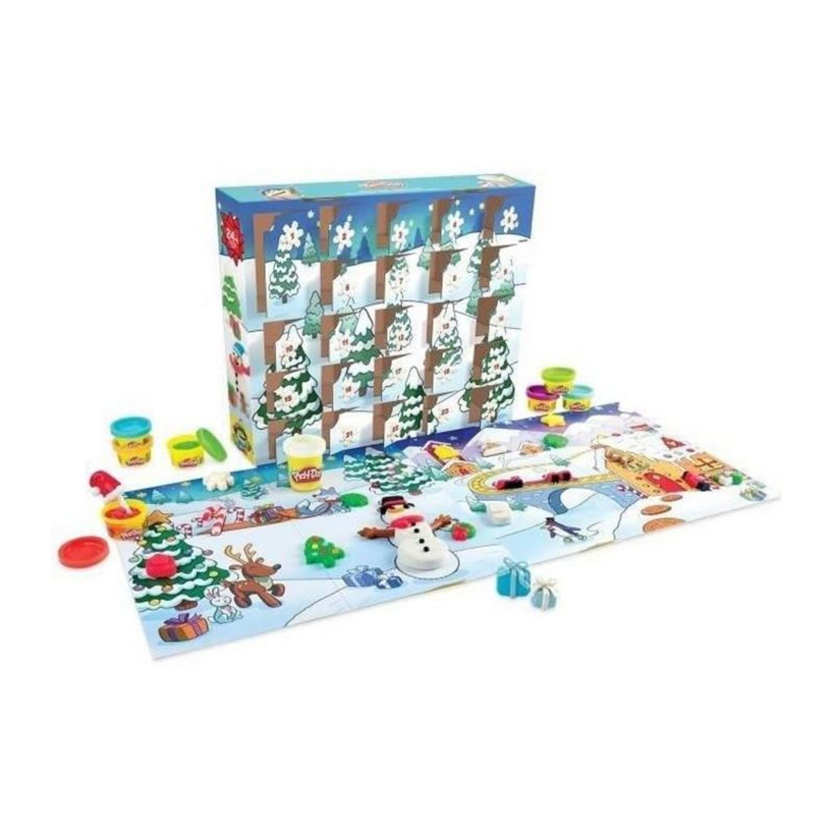 PLAYDOH Calendrier de l'Avent PLAY-DOH - 24 surprises - 24 Pots de pâte - tapis d'activité pour enfants des 3 ans