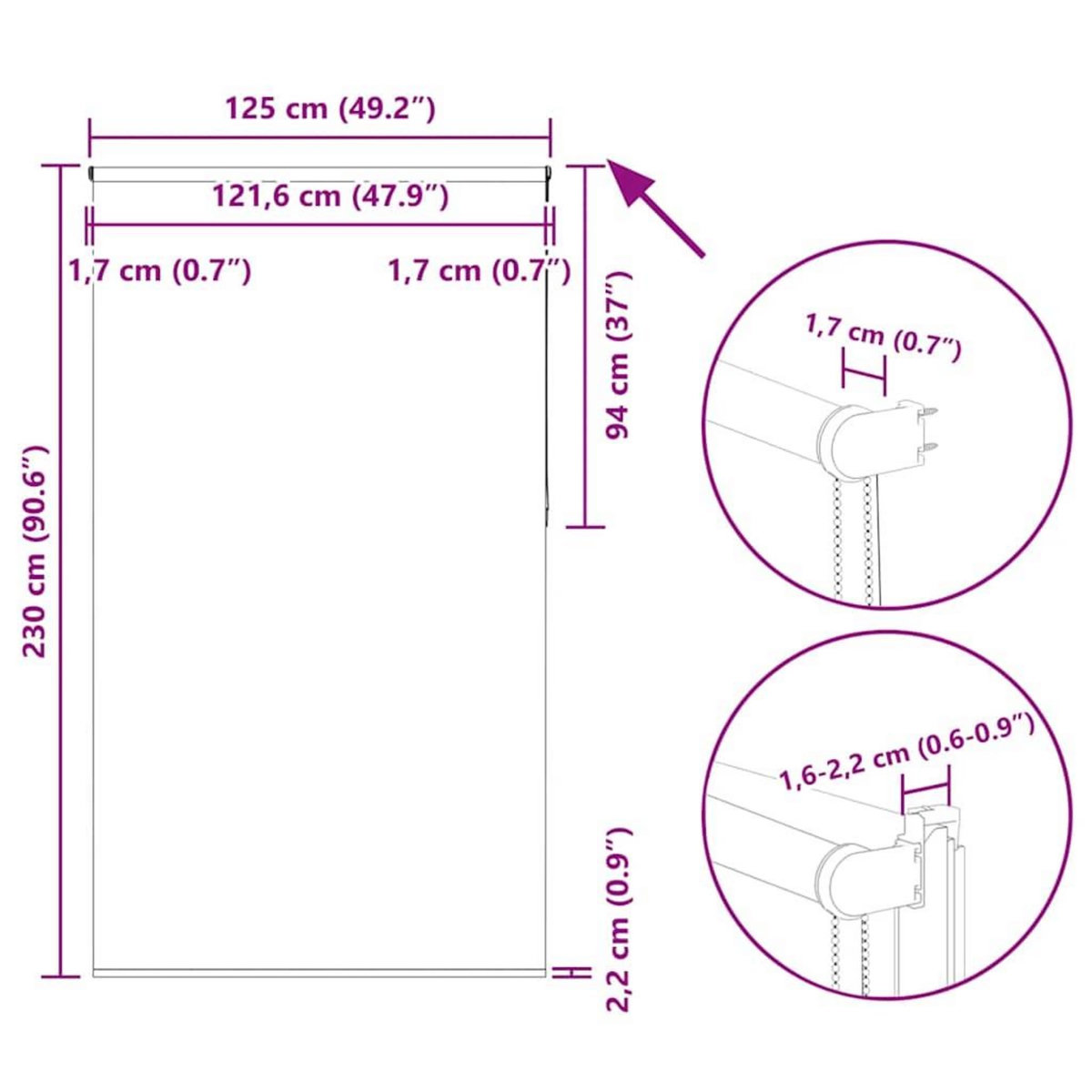 VIDAXL Store enrouleur occultant cafe 125x230cm largeur du tissu