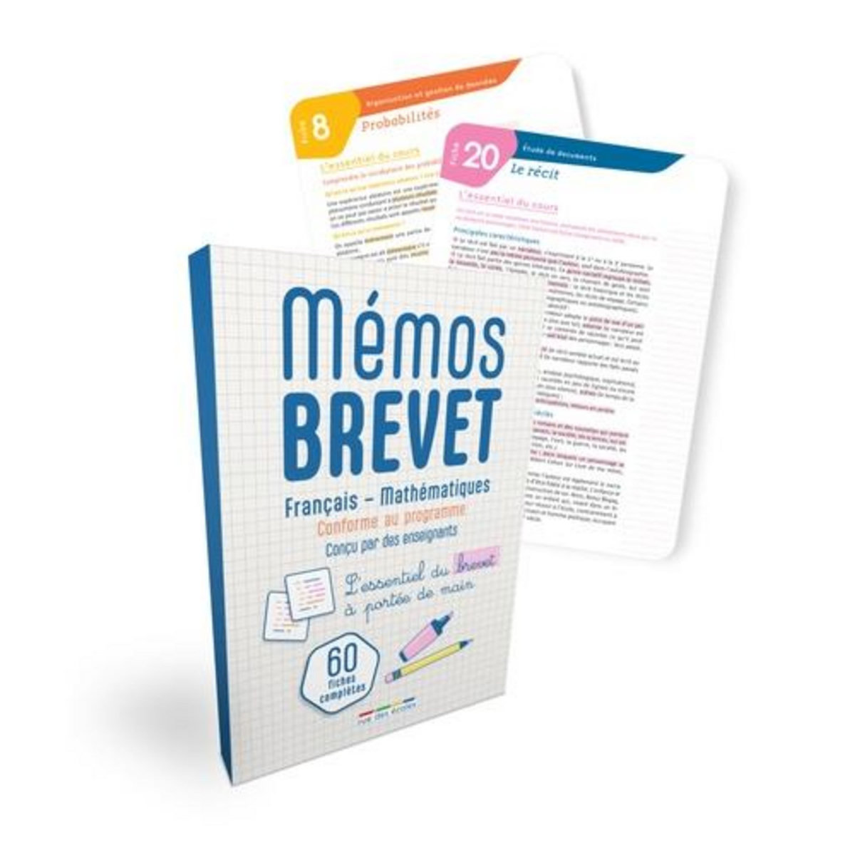MEMOS BREVET FRANCAIS - MATHEMATIQUES. L'ESSENTIEL DU BREVET A PORTEE DE MAIN - 60 FICHES COMPLETES, Rue des écoles