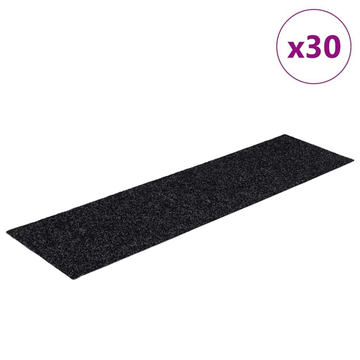 VIDAXL Tapis d'escalier auto-adhesifs 30 pcs noir 76x20 cm