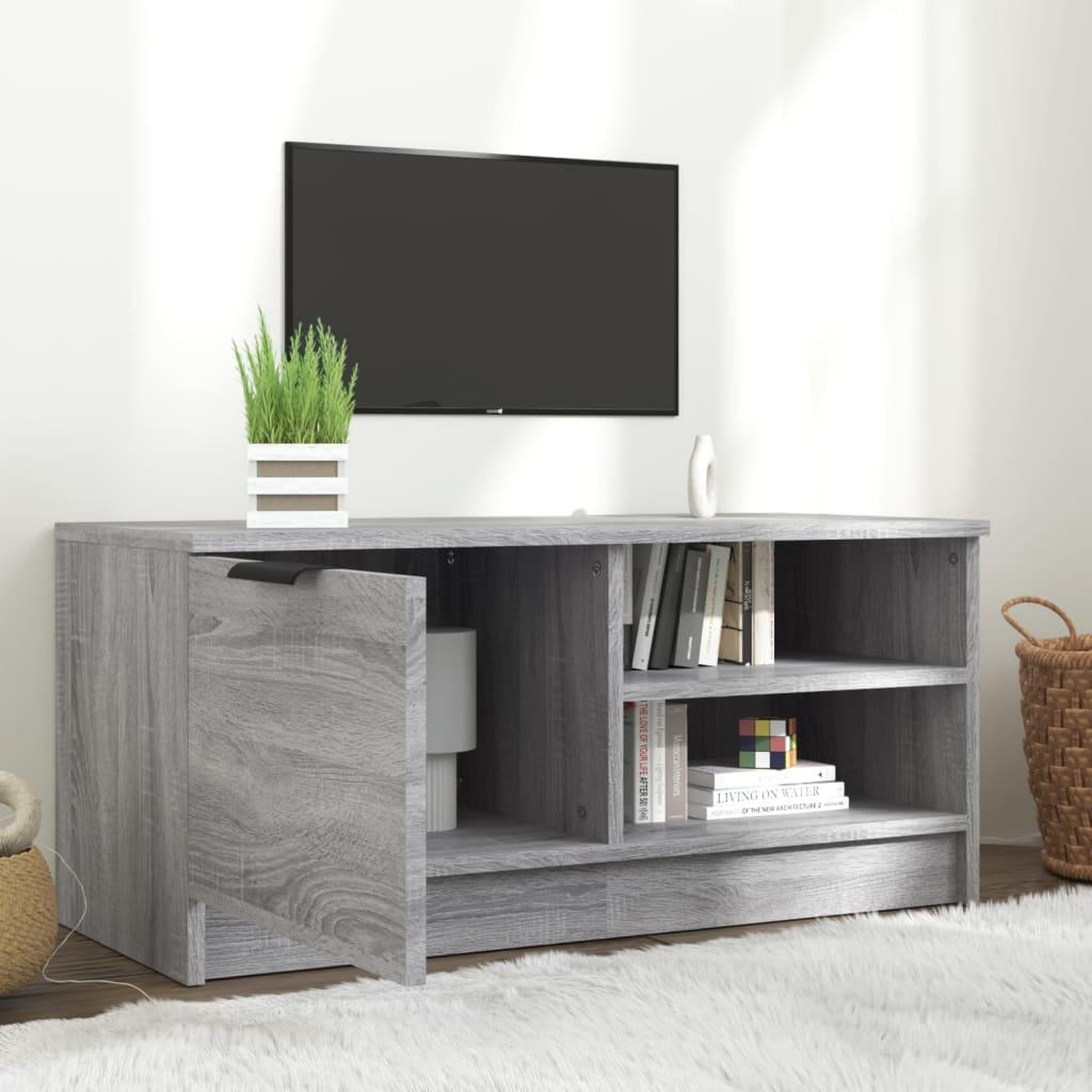 Voir la diapositive 3 : VIDAXL Meuble TV Sonoma gris 80x35x36,5 cm Bois d'ingenierie