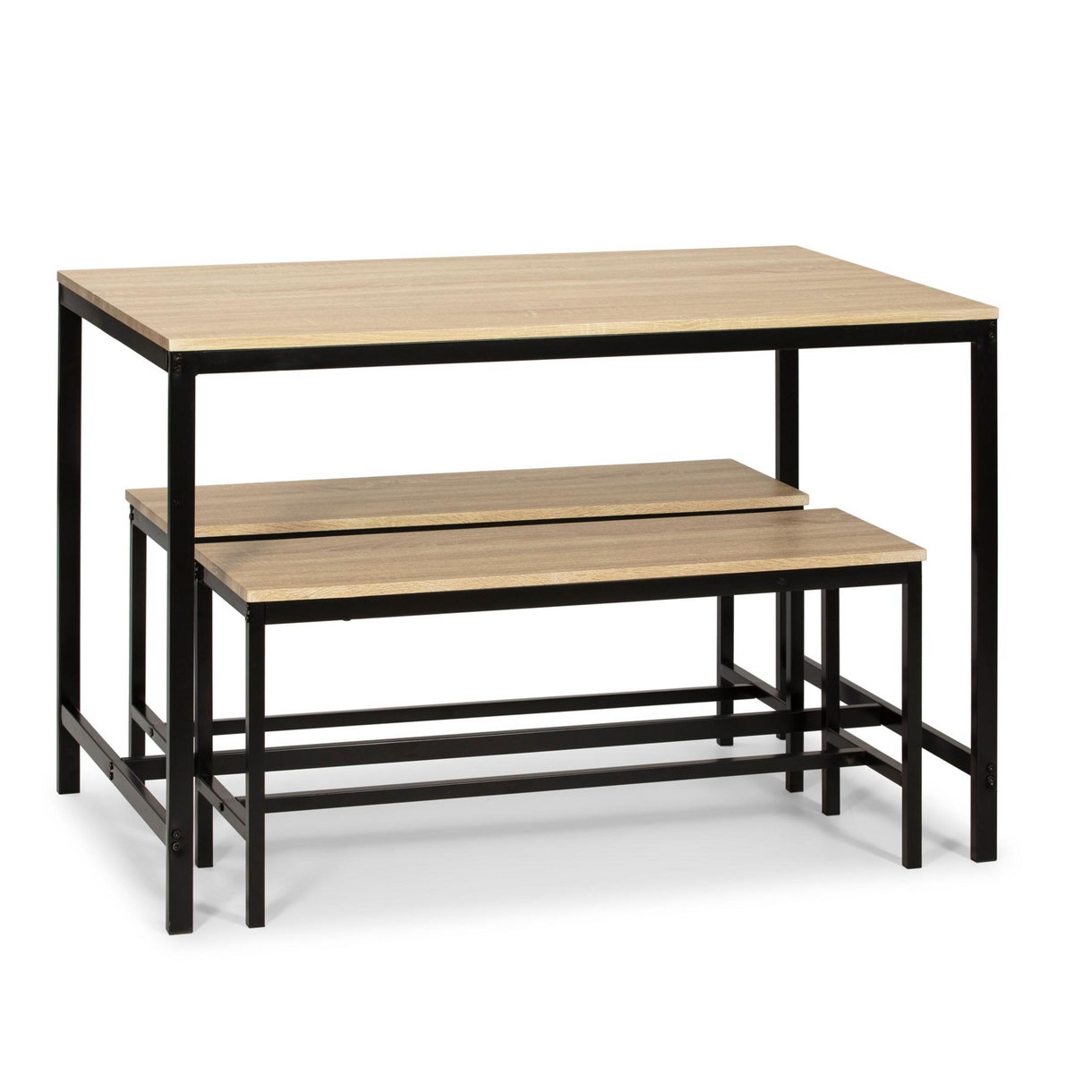 VS VENTA-STOCK Ensemble Table et 2 bancs Lisboa pour Salle à Manger et Cuisine, Structure métallique