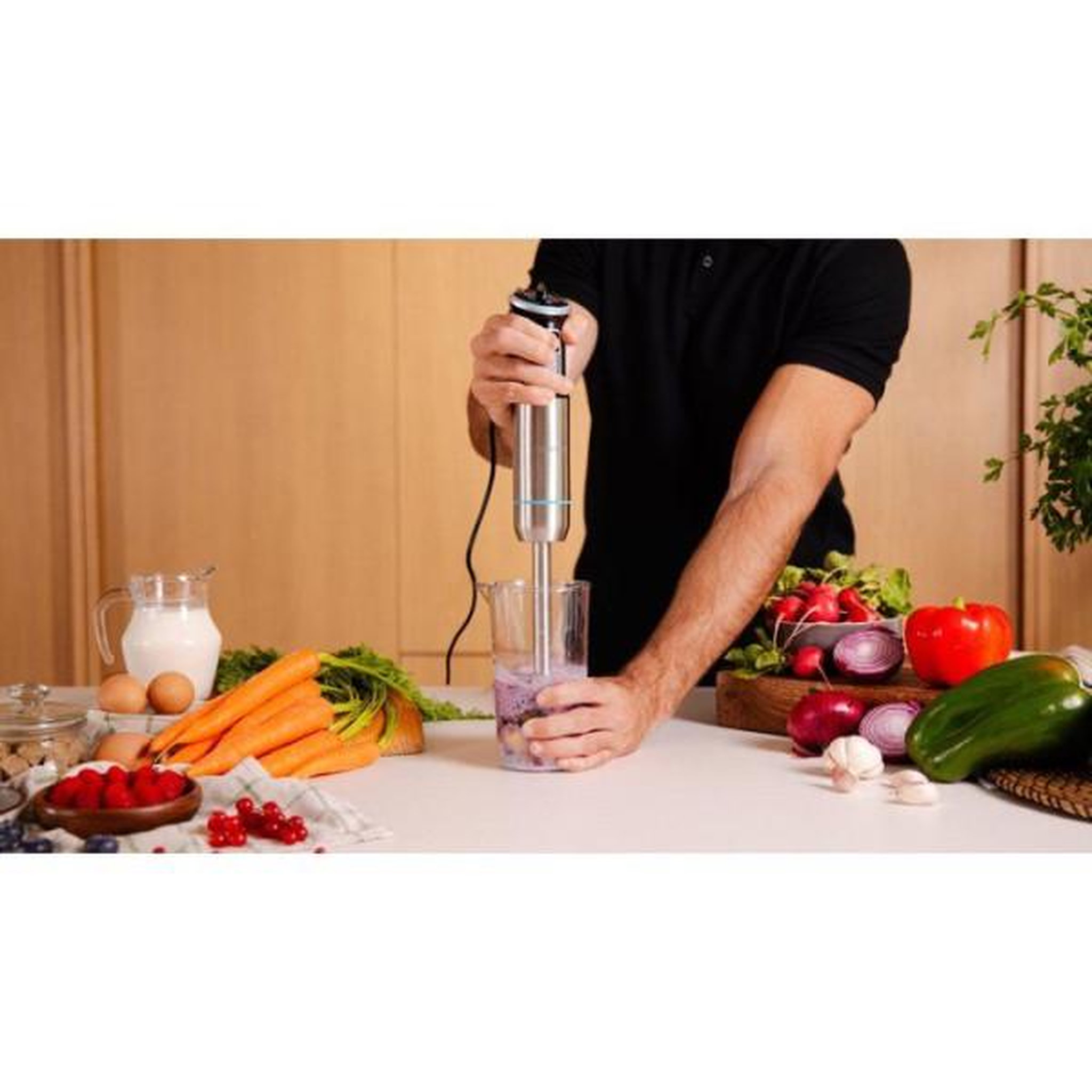 Voir la diapositive 4 : CECOTEC Mixeur Electrique  plongeant - CECOTEC - Power Neutron - 1100 W - Lame avec 4 feuilles - Verre 800 ml - Noir / Inox