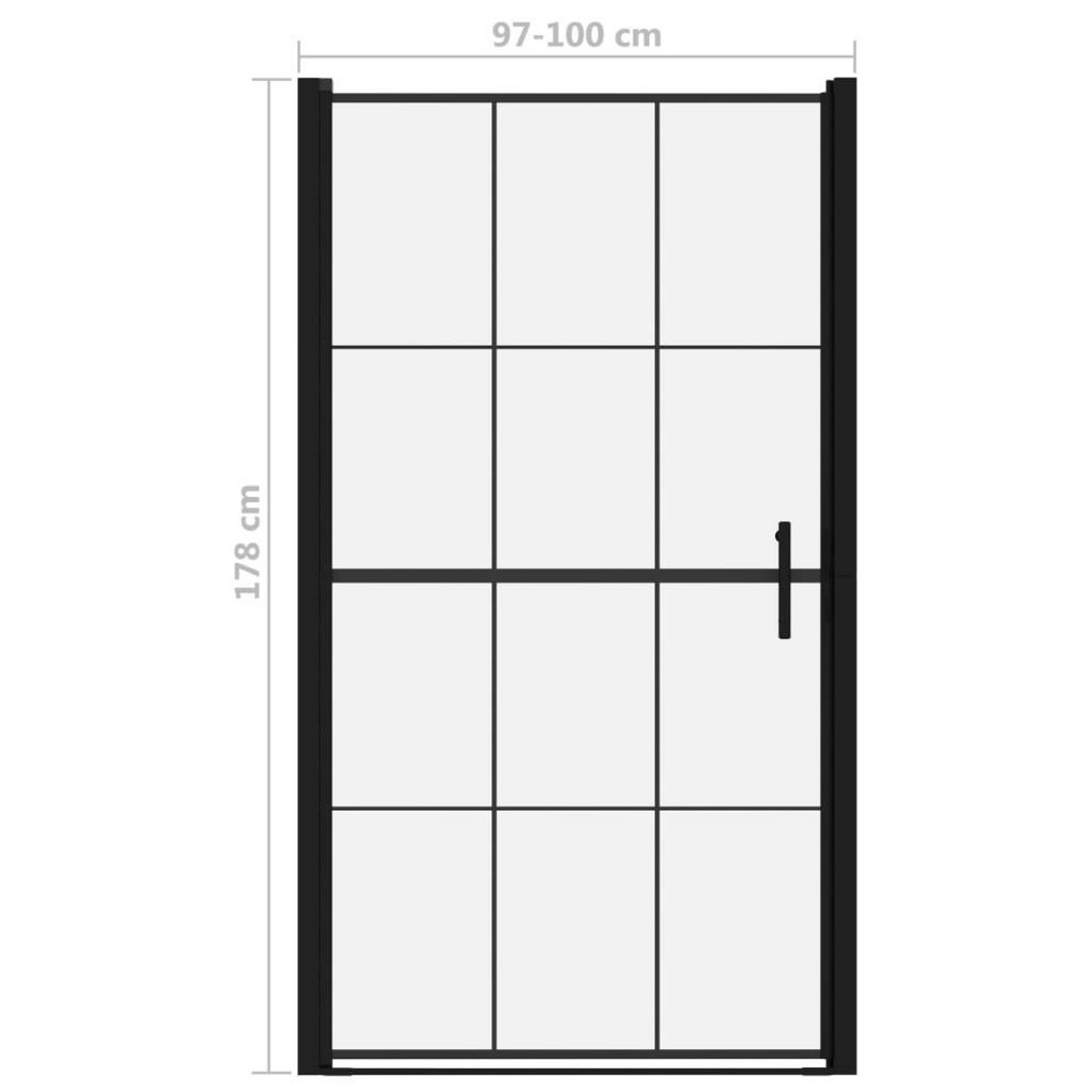 VIDAXL Porte de douche verre trempe 100x178 cm noir