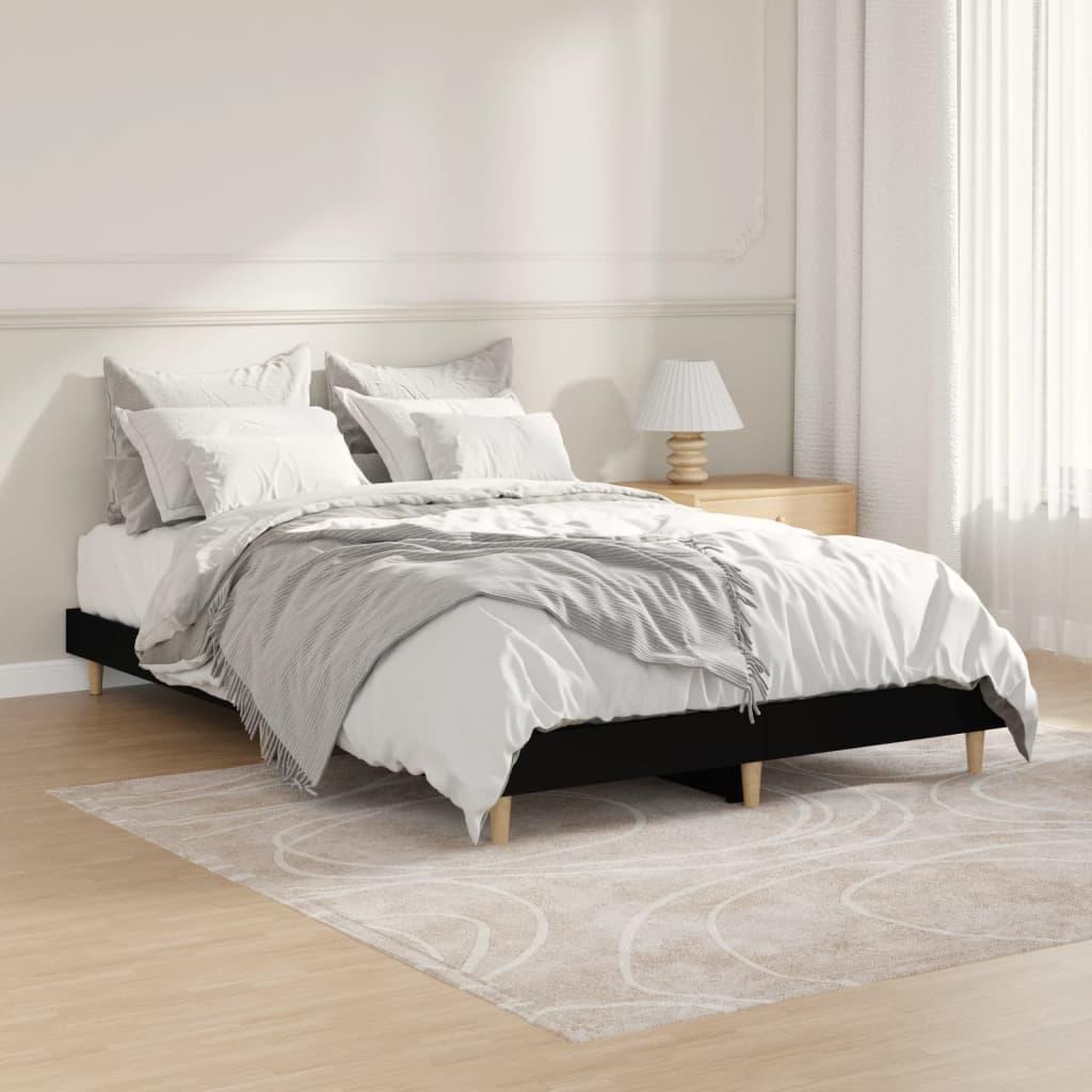 VIDAXL Cadre de lit sans matelas noir 120x190 cm bois d'ingenierie