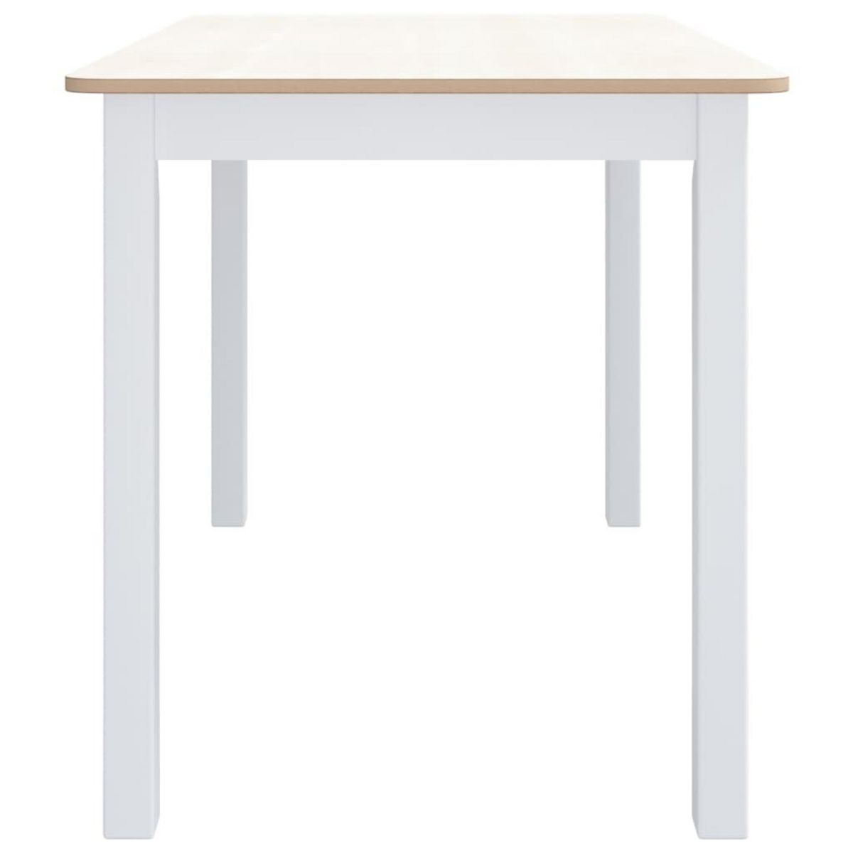 VIDAXL Table a manger Blanc et marron 114x71x75 cm Bois d'hevea massif