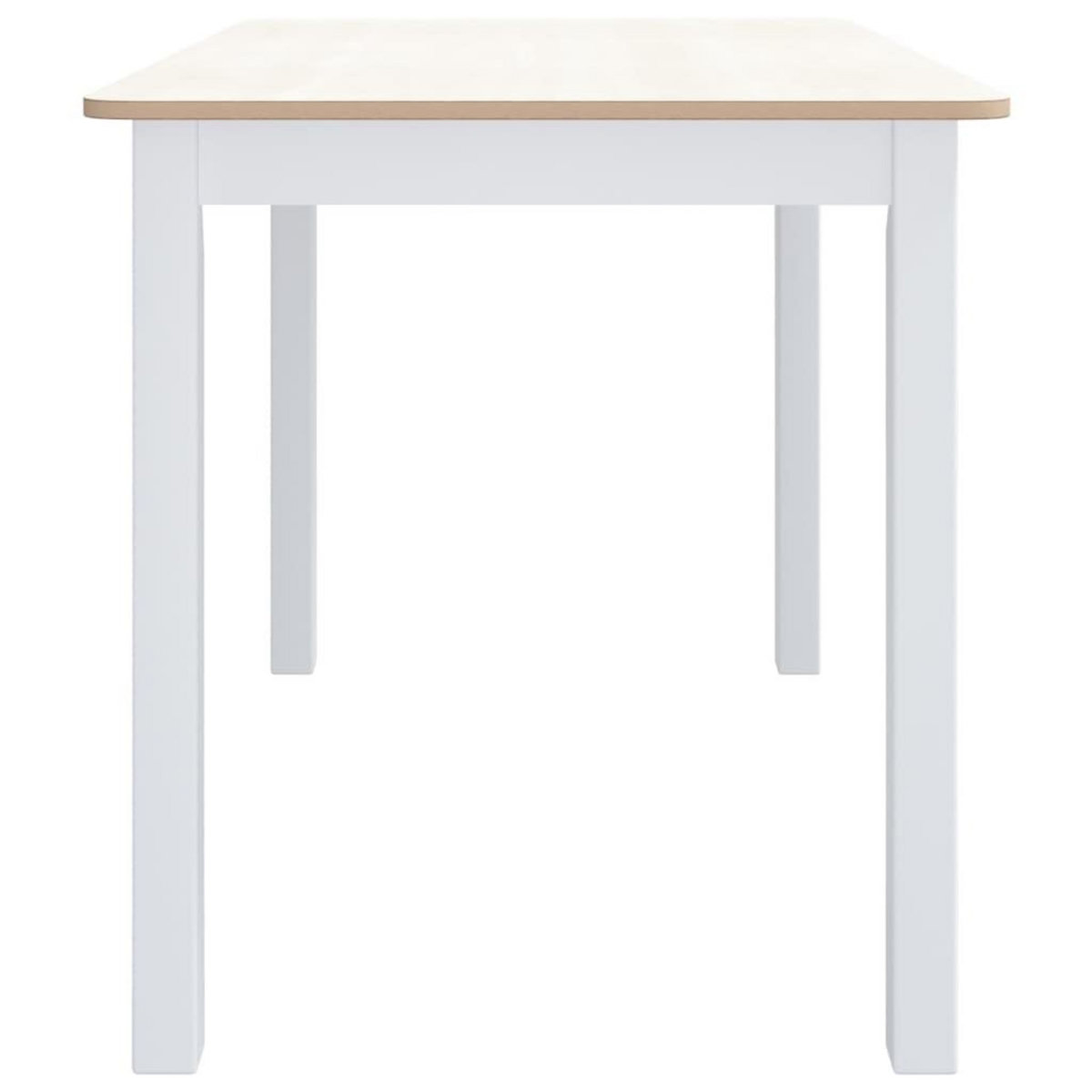 VIDAXL Table a manger Blanc et marron 114x71x75 cm Bois d'hevea massif