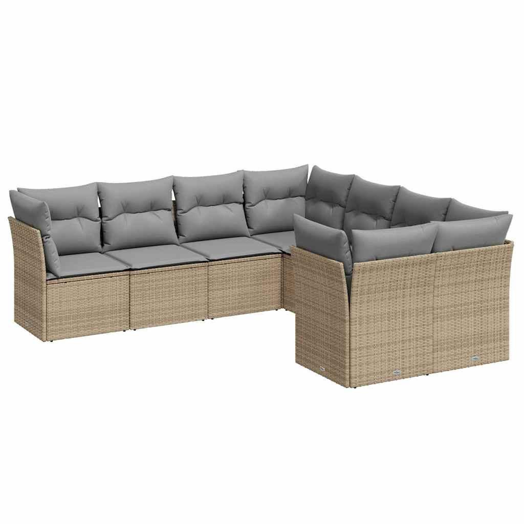 Voir la diapositive 2 : VIDAXL Salon de jardin avec coussins 8 pcs beige resine tressee