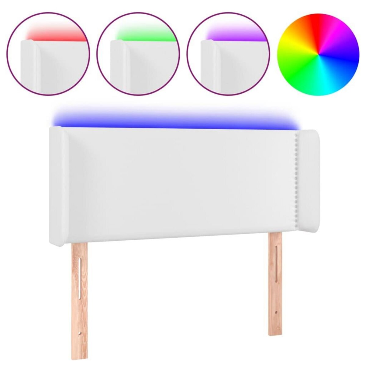 VIDAXL Tete de lit a LED Blanc 83x16x78/88 cm Similicuir