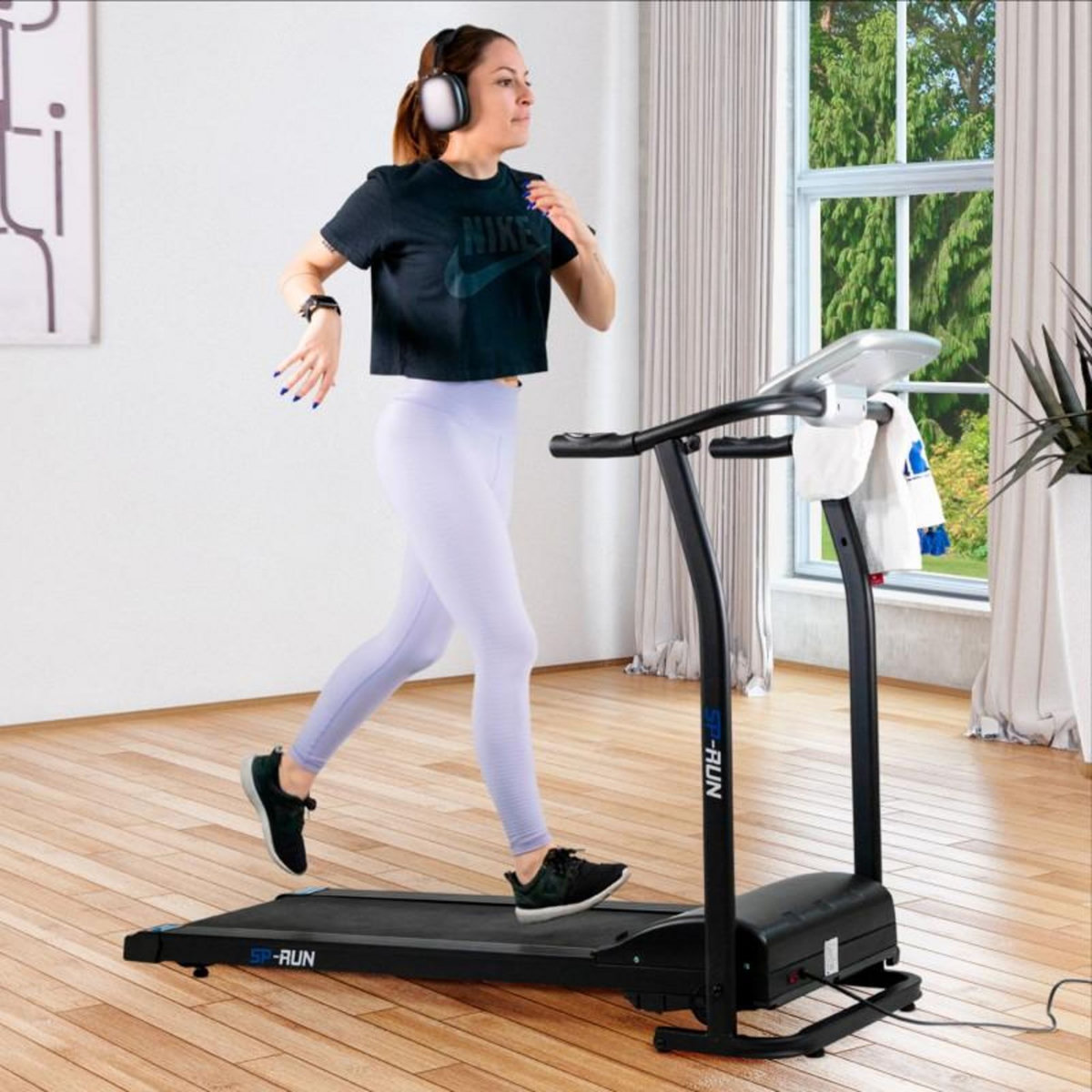 SPARRAW Tapis de course pliable ULTRA Compact SP Run - 10km/h - 1,5CV - 12 Programmes - Capteurs Cardiaque, Ecran LCD et Amortisseurs