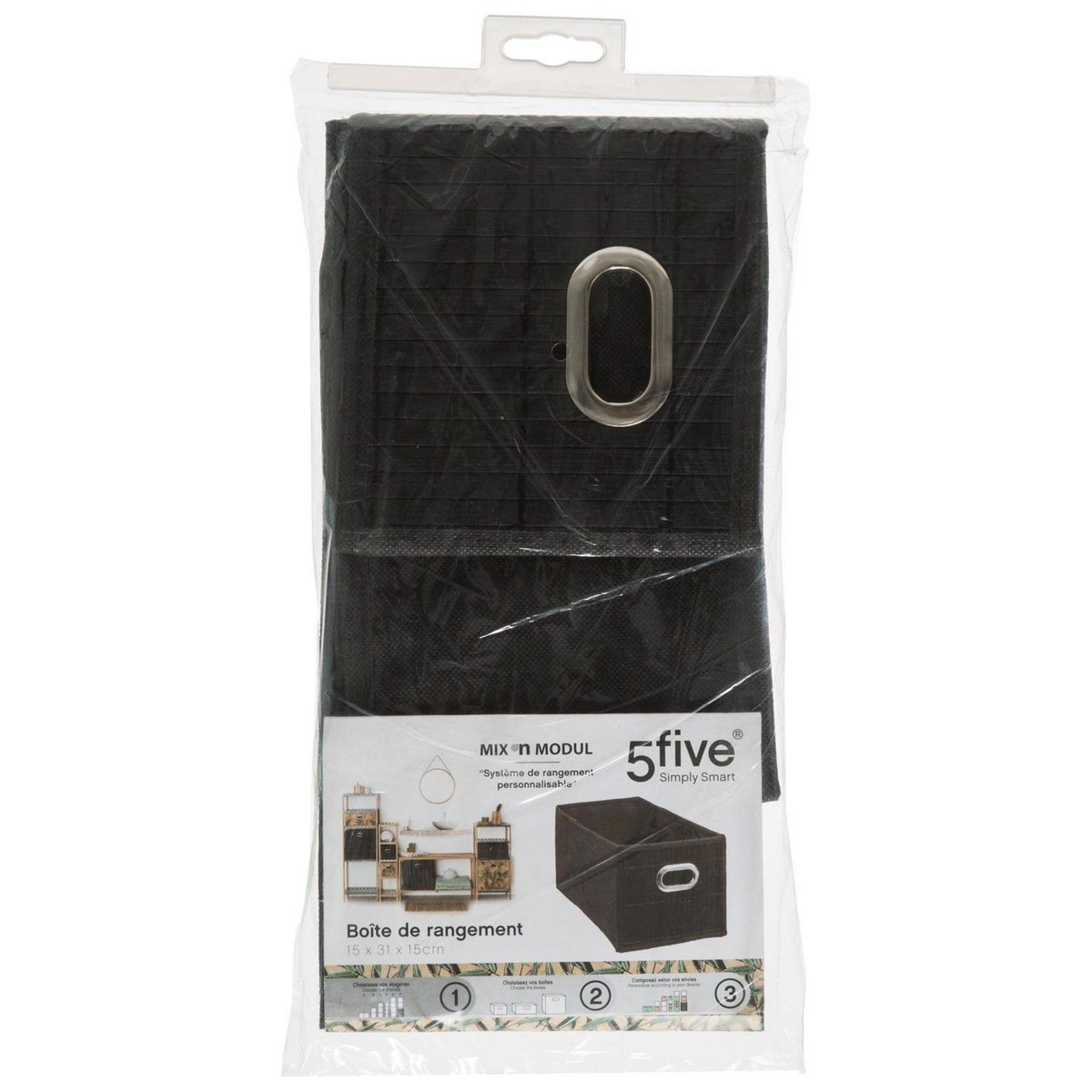 FIVE Boîte de rangement design en bambou et tissu Mix'n modul
