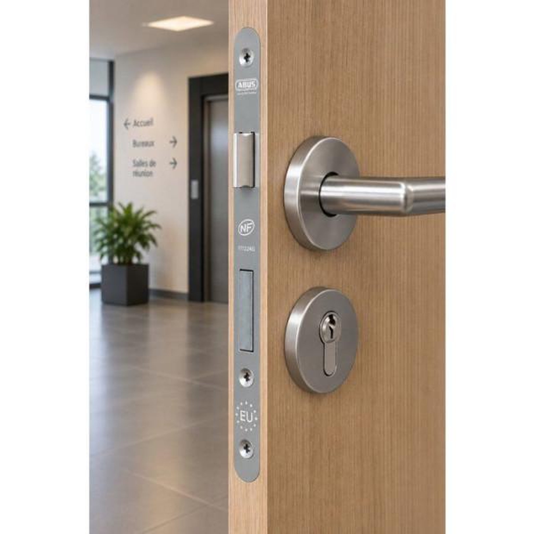 Voir la diapositive 2 : ABUS Serrure a encastrer - ABUS - SEBAT 50 CE NF - Cylindre européen - Réversible - Axe 50 mm