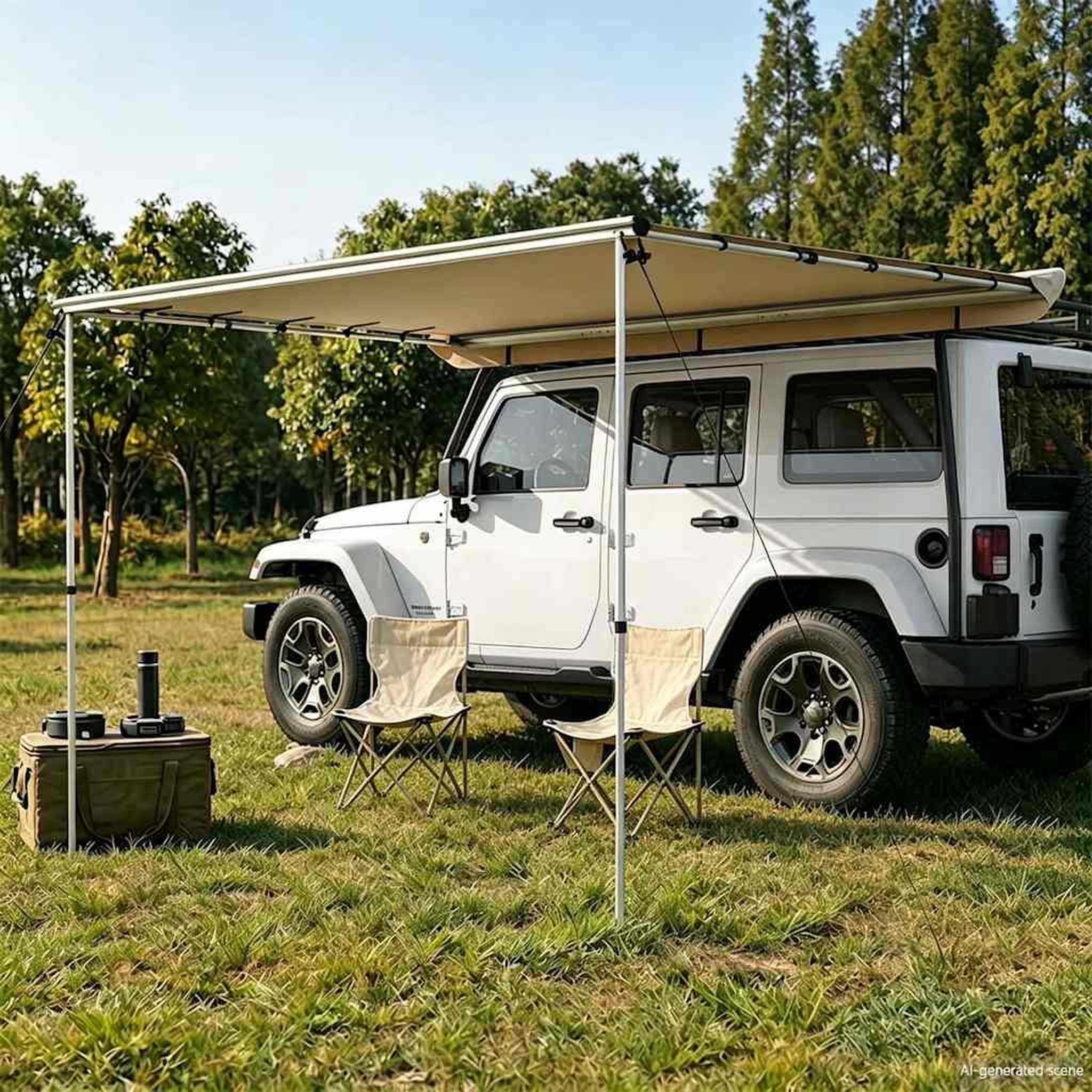 Voir la diapositive 2 : VIDAXL Auvent de camping-car et caravane 4x2x2,15 m Beige