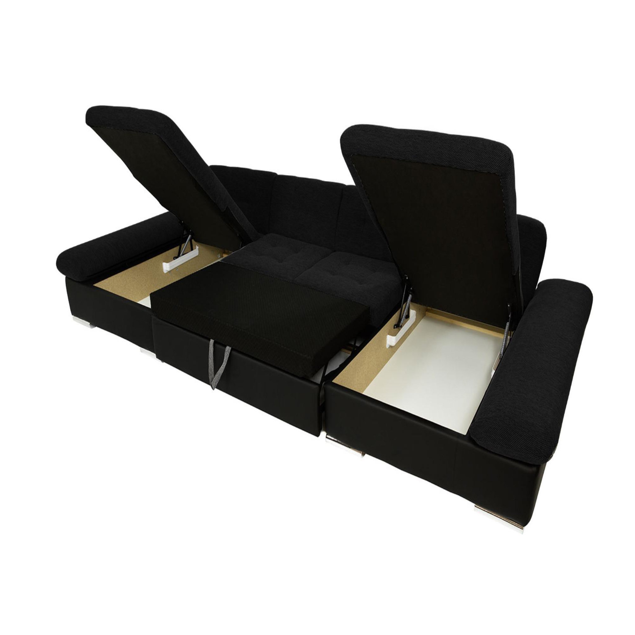 Voir la diapositive 3 : BEST MOBILIER Ulys - canapé panoramique u - convertible avec coffres - 7 places - style contemporain