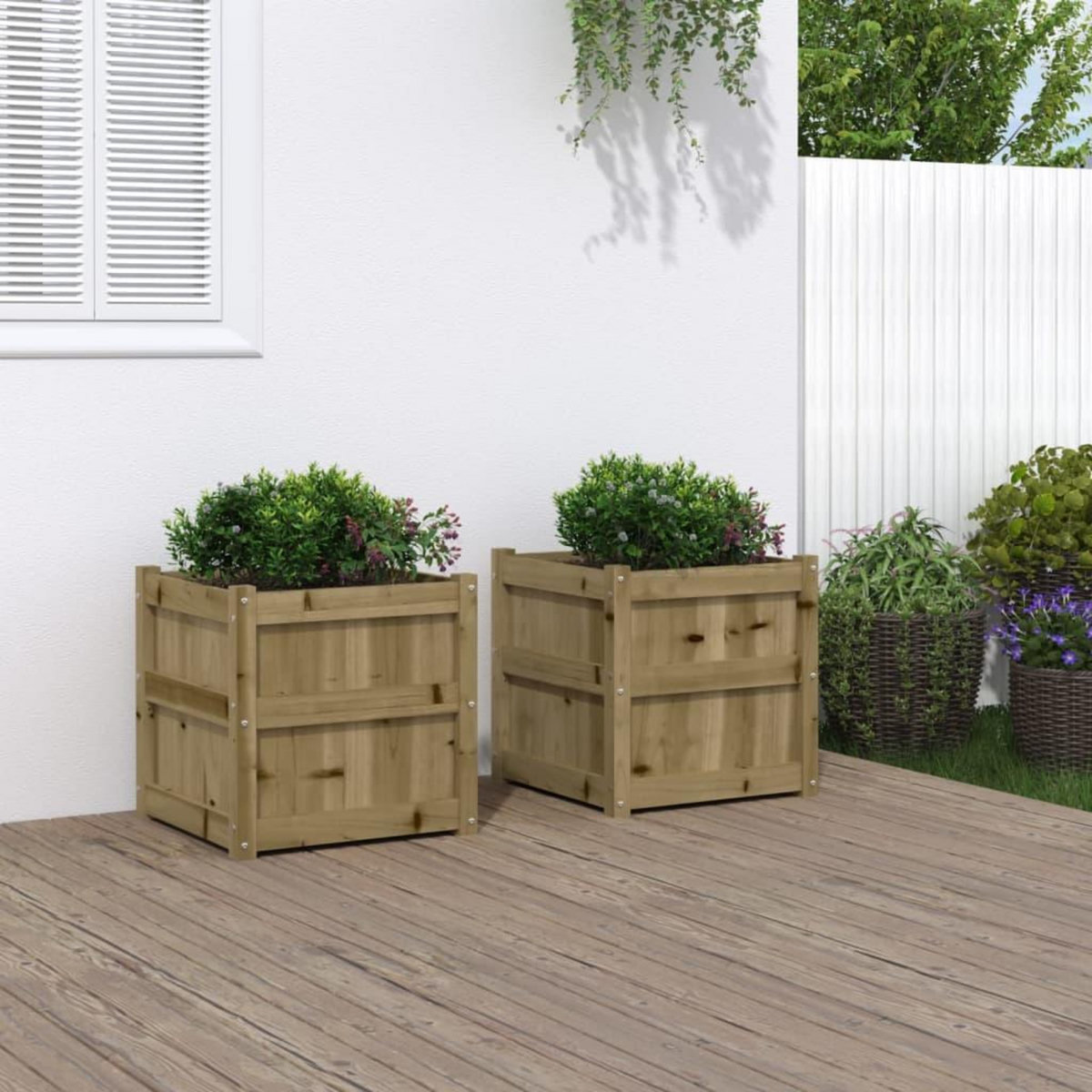 VIDAXL Jardinieres 2 pcs bois de pin impregne