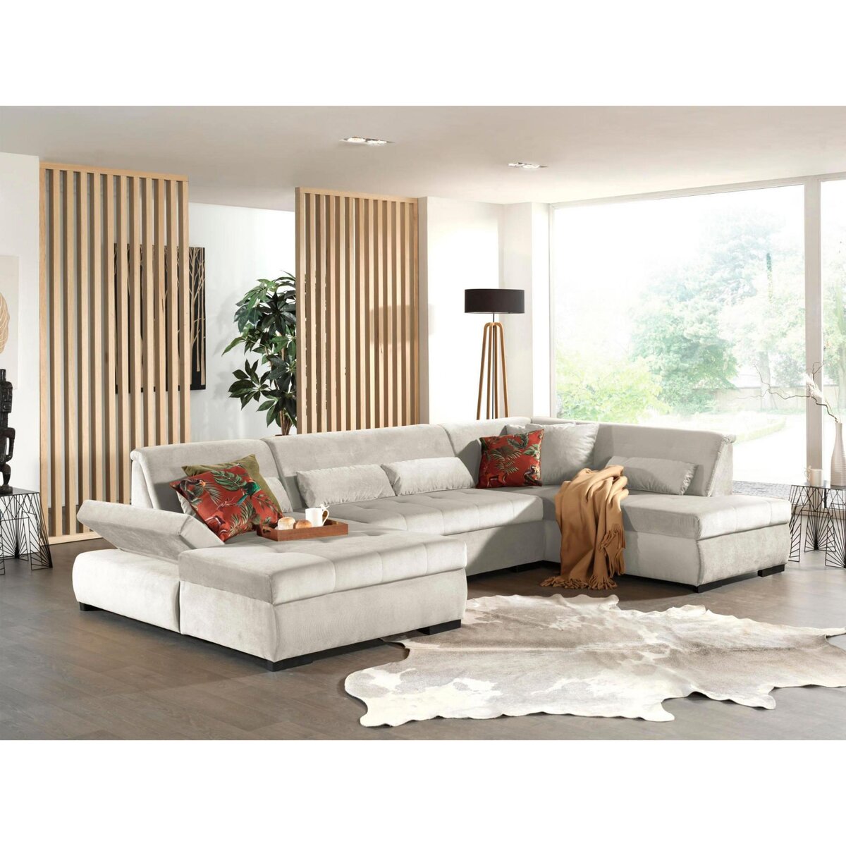 LISA DESIGN Vermont - canapé panoramique d'angle droit - 7 places - xxl - en velours