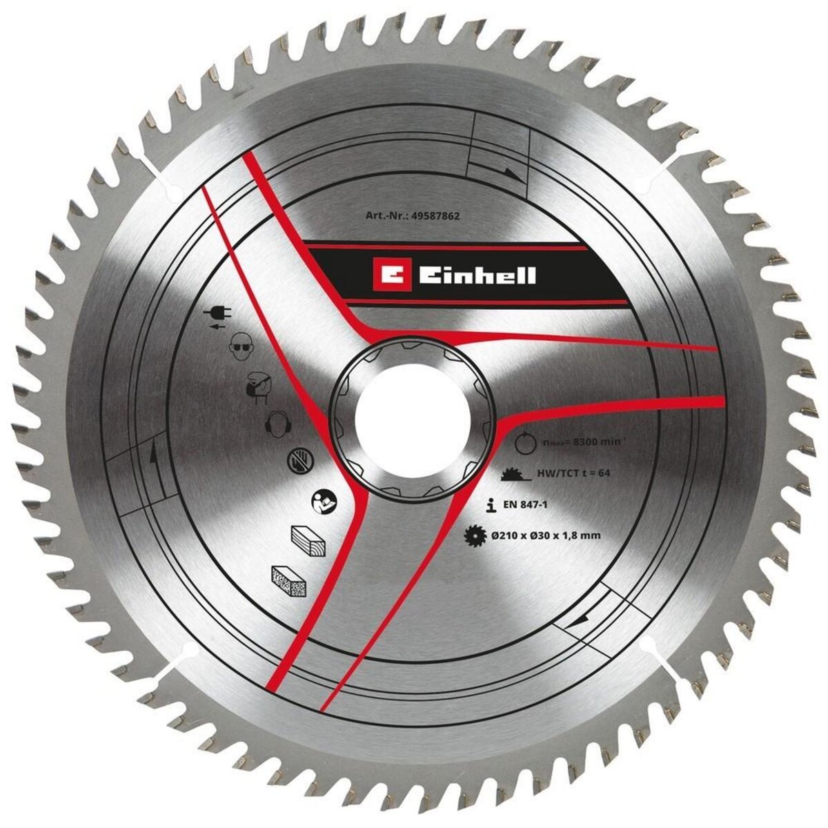 Einhell Lame pour scie radiale diamètre 210x30x1,8 64 dents KWB